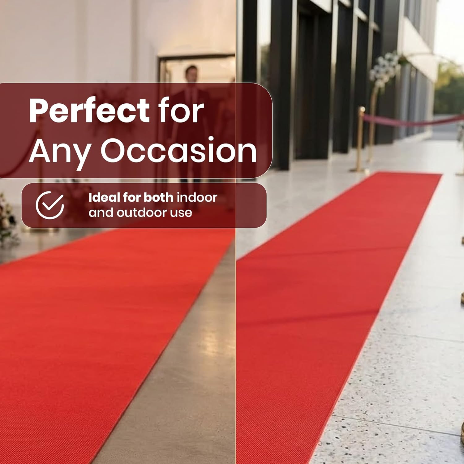 LEMONSODA Red Carpet Runner | 3x50 Feet Indoor Party Floor Runnner | Hollywood Style Non Slip Carpet with Thick 100 GSM Polypropylene Fabric | Flat Woven Durable for Weddings and Events