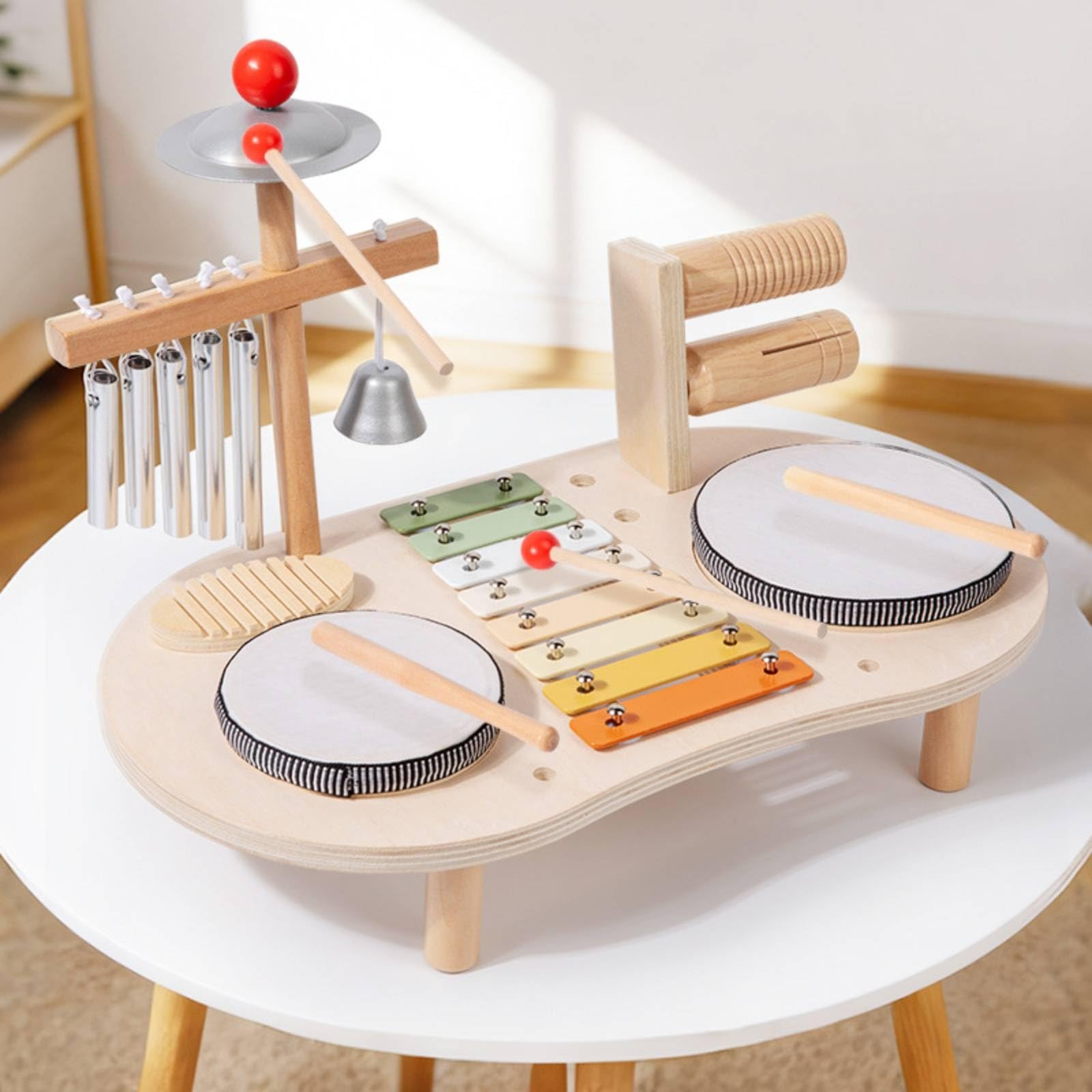 Strumento Musicale Percussioni in Legno Giocattolo Educativo per Bambini con Piastre Sonore E Bacchette Set Ritmico per Sviluppo Coordinazione Manuale