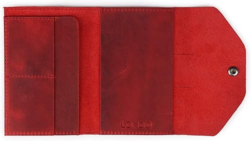 Miniatura 5 de Londo Cartera de cuero genuino - Padfolio con bloc de notas y cierre a presión para negocios, oficina y viajes