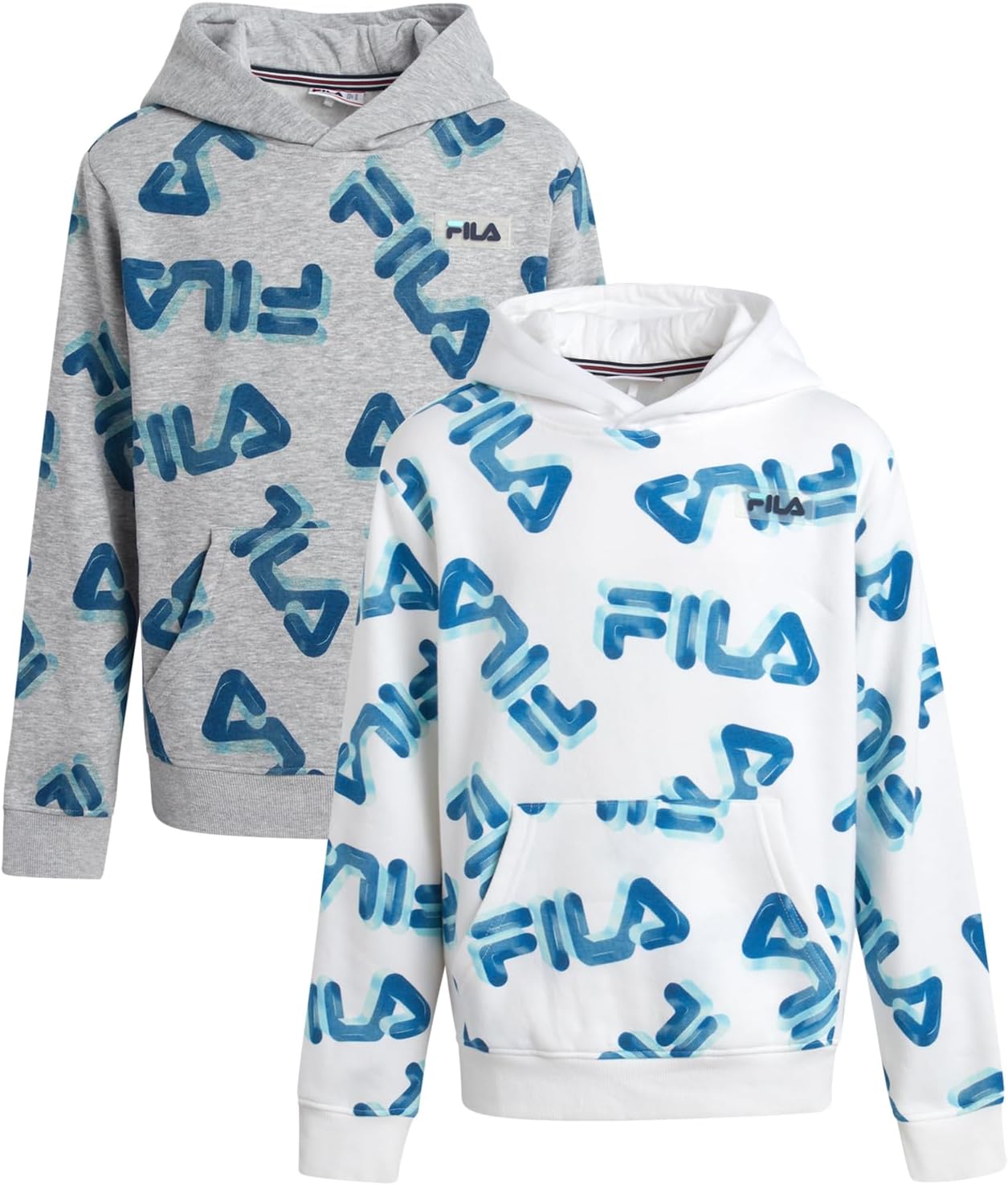 Fila Boys Sweatshirts - 2 Pack Lightweight Soft Fleece Athletic Graphic Hoodies Sweatshirt for Boys with Kangaroo Pocket