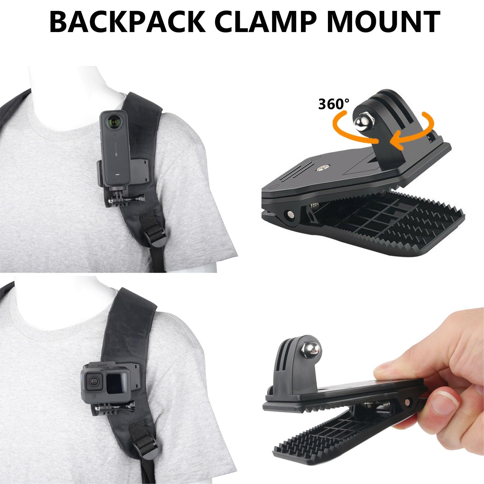 10 Piezas Accesorios Action Camera para Insta360 X5 X4 X3 Ace Pro,Soporte movil Pecho,Correa para la Cabeza y muñeca,Mochila Clip y Tapa de Lente de Silicona Compatible con GoPro Hero,Negro