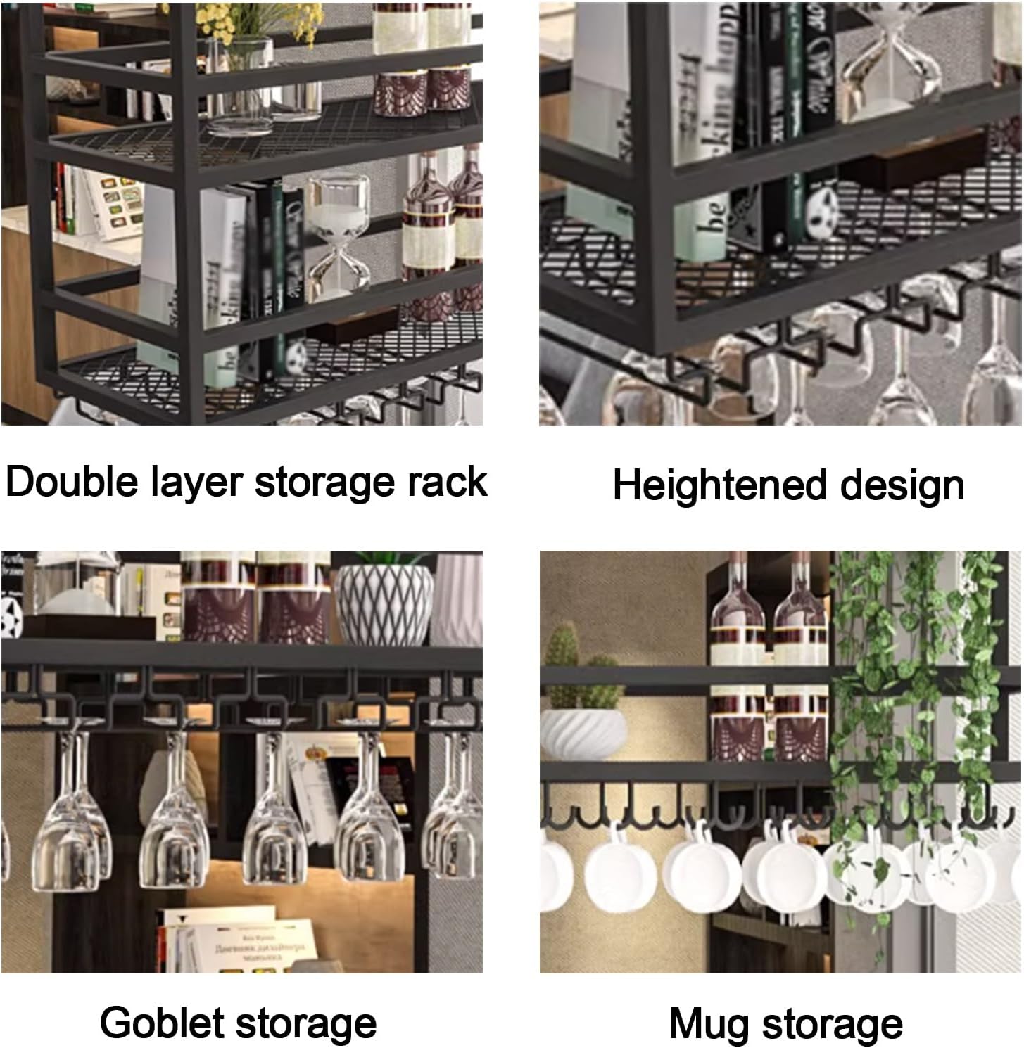 Ceiling Wine Rack Hanging Holder Metal Wine Glass Shelf Decorative Bar Unit for Home Kitchen & Cafe Floating Goblet Storage Solution Stylish Wine Display