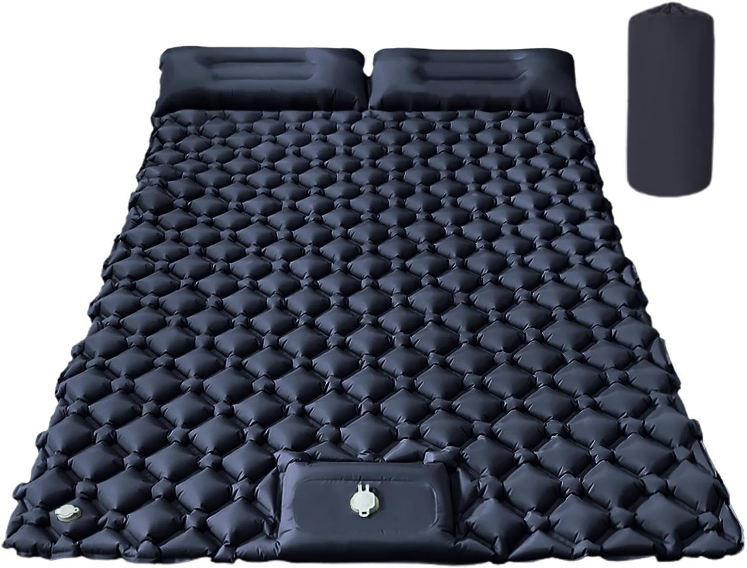 Double Sleeping Pad, Inflatable Sleeping Mat with Built in Pillow, Ultra Thick Camping Air Mattress, Portable Backpacking Bed Roll for Outdoor Tent Hiking Trekking Travel Adventure Gear
