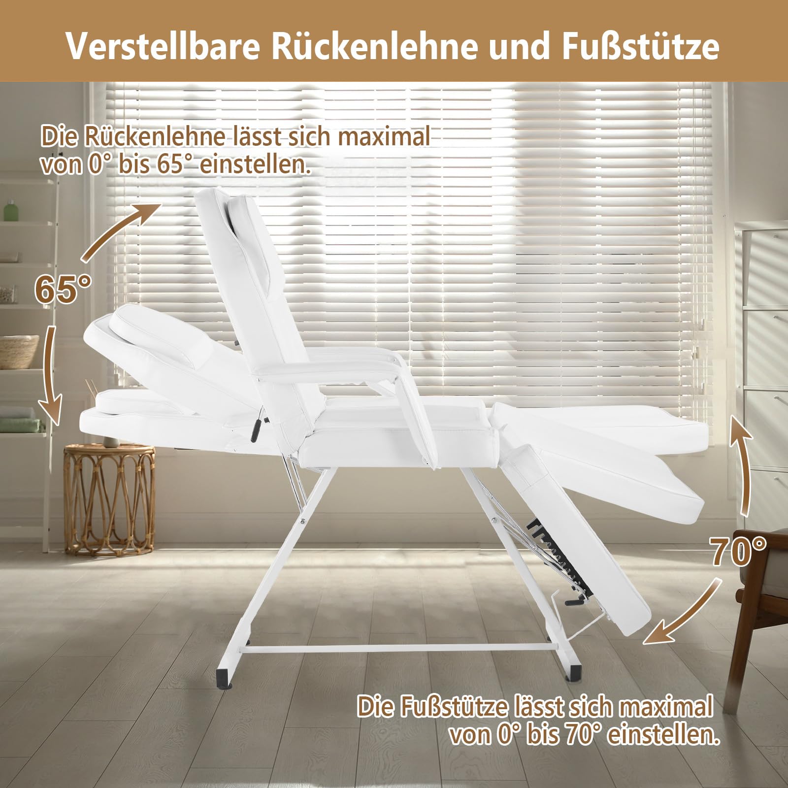 Bonnlo Massageliege verstellbar Kosmetikliege Tattooliege Massage Tattoo Stuhl Kosmetiker Bett Mehrzweck Gesichtsbett Stuhl Weiß