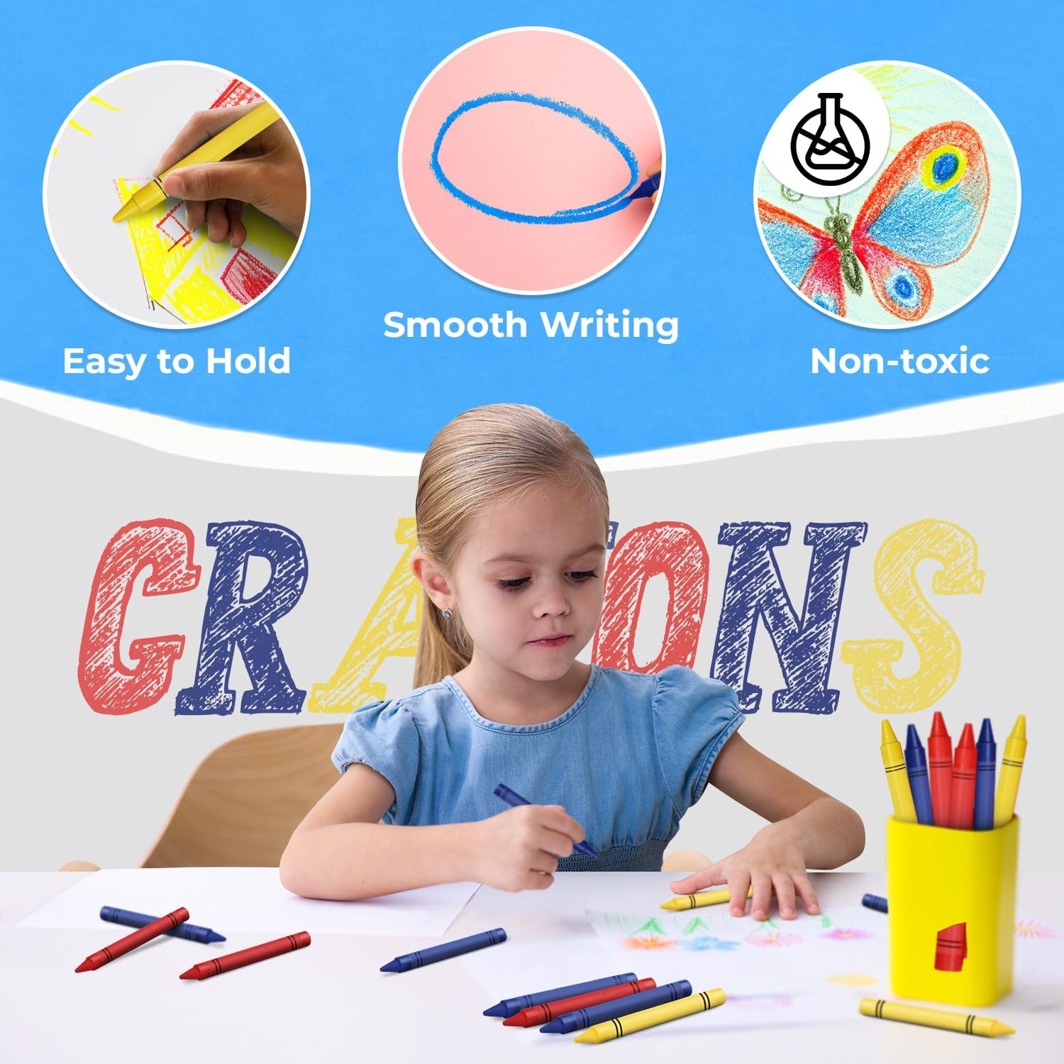 Rosmonde Crayons Bulk, 320 Sets of 3 Pack (960 Count), Set of 3 Vibrant Colors, Individually Wrapped Non-Toxic Coloring Crayons, Perfect for School Supplies, Classroom, Party Favors & Restaurants