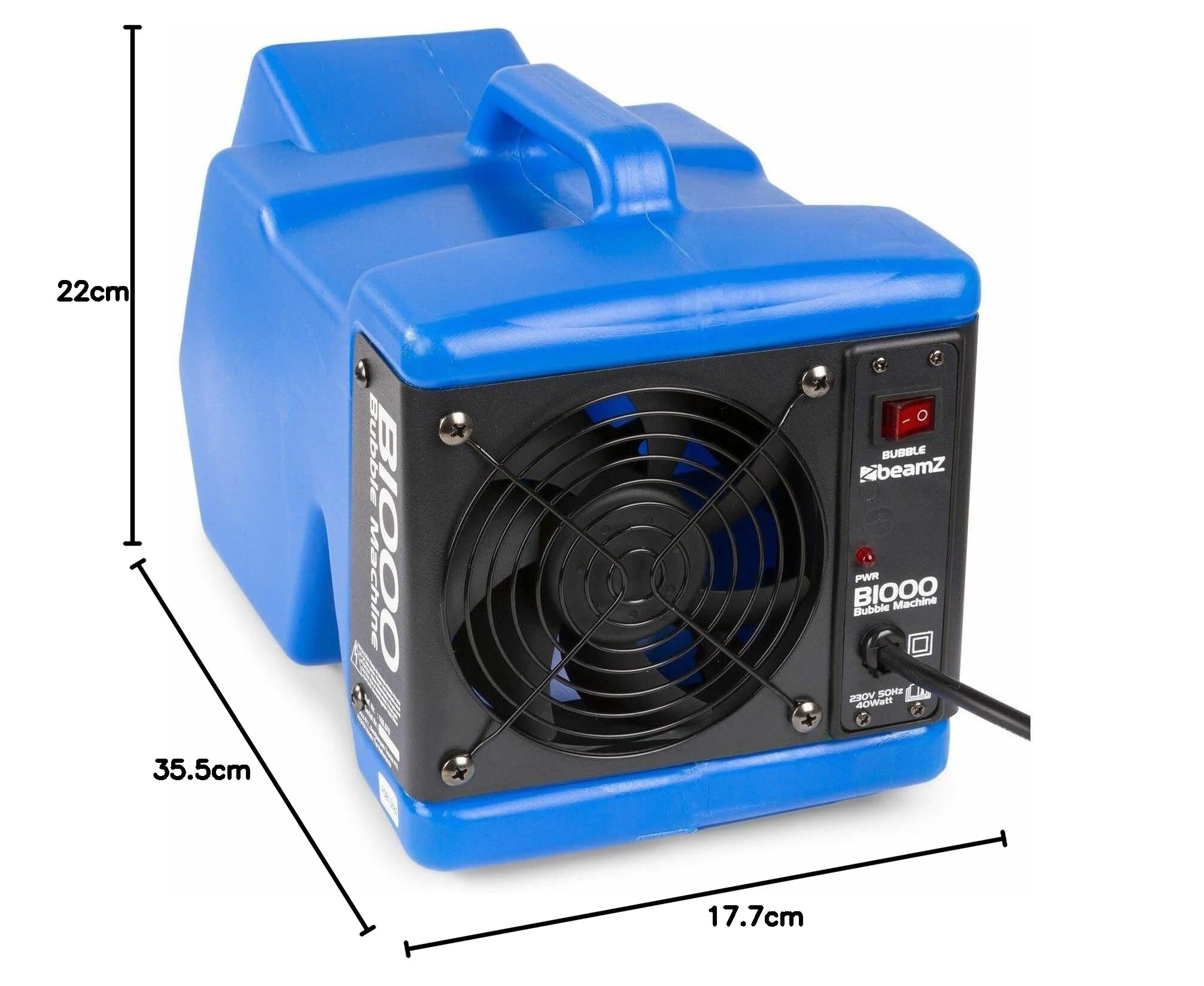BeamZ B1000 - Maquina de Burbujas Compacta y Potente con ventilador de 40w y Control Remoto Inalámbrico, divertida maquina pompas jabon para fiestas en casa, comunion, maquina de burbujas para niños