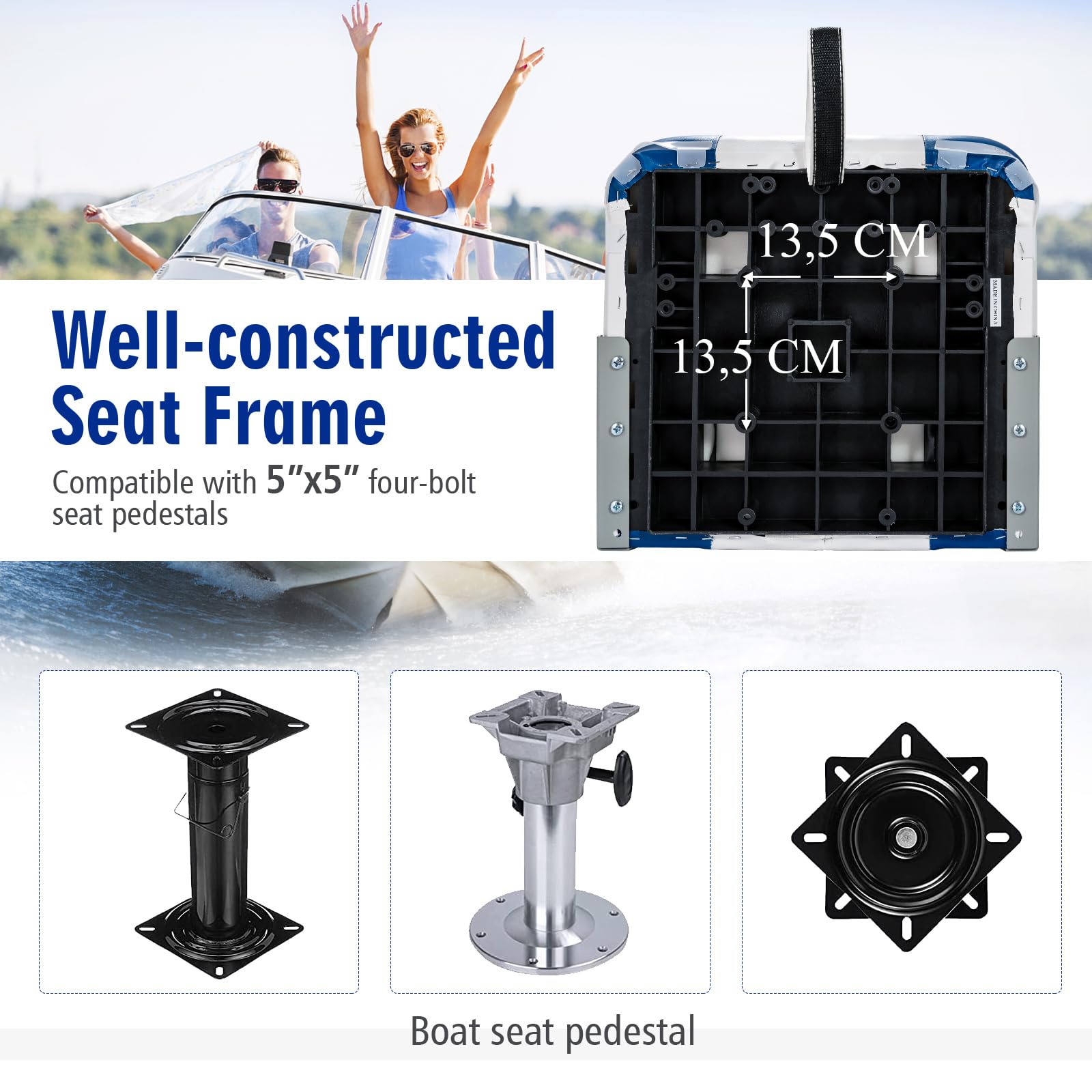 GOPLUS 2er Set Bootssitz, Bootsstuhl mit Klappbarer Rückenlehne, Hochelastischer Schaumstoff, PVC, PP, Wetterfest, Langlebig und Wasserdicht, UV- Beständig, Anglerstuhl für Yachten & Boote