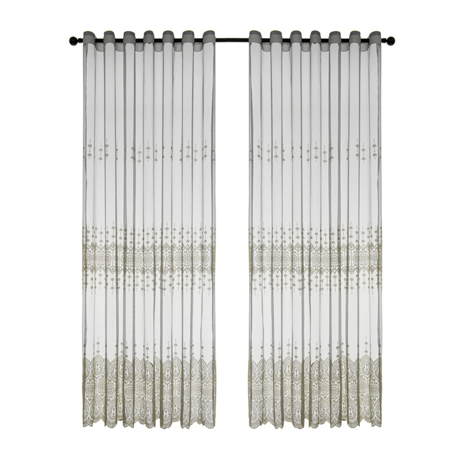 2pcs Mode Rideau en Tulle Panneau Rideau Transparent Oeillets Draperies Souple Moderne pour Décoration de Maison Salon Cuisine Chambre - Motifs géométriques(L140 x H183cm)