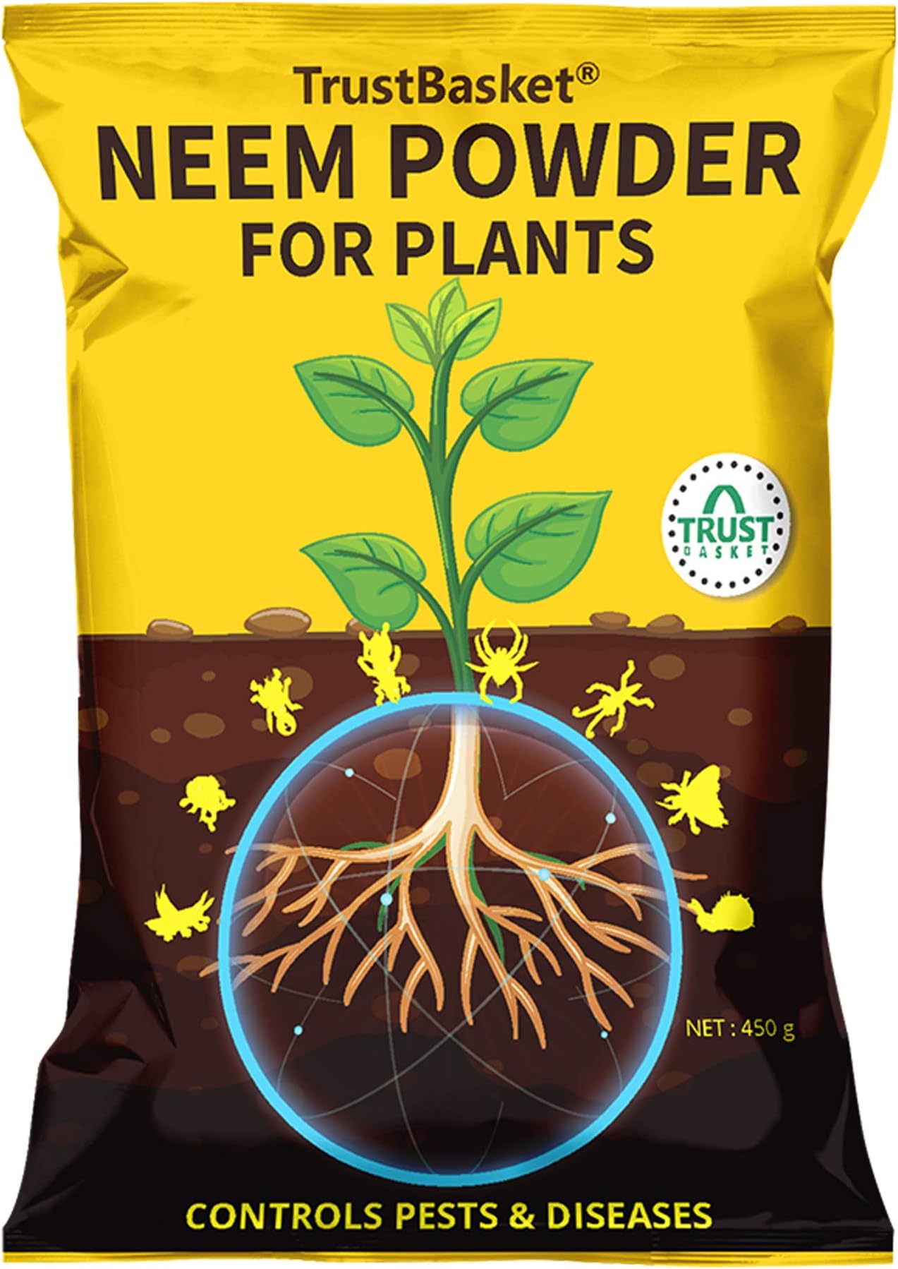 TrustBasket Neem Khali/Neem Cake Powder - 450gm - Extracted Through Cold Press Technology - Higher Azadirachtin & Neem Oil Content - Organic Fertilizer and Pest Repellent for Plants