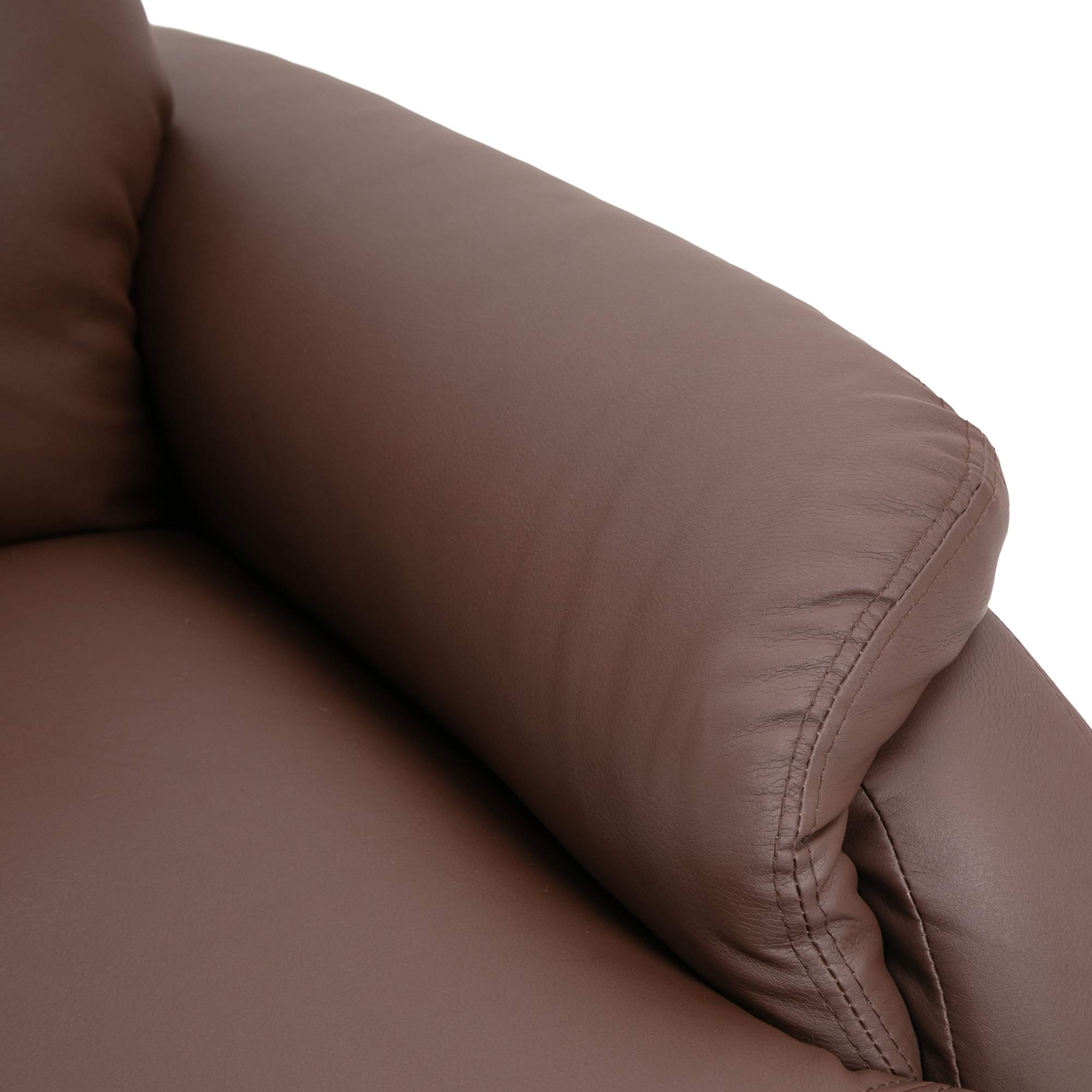 HOMCOM Poltrona Relax Manuale con Schienale Reclinabile 145° e Poggiapiedi in Pelle PU Marrone, 76x91x106cm