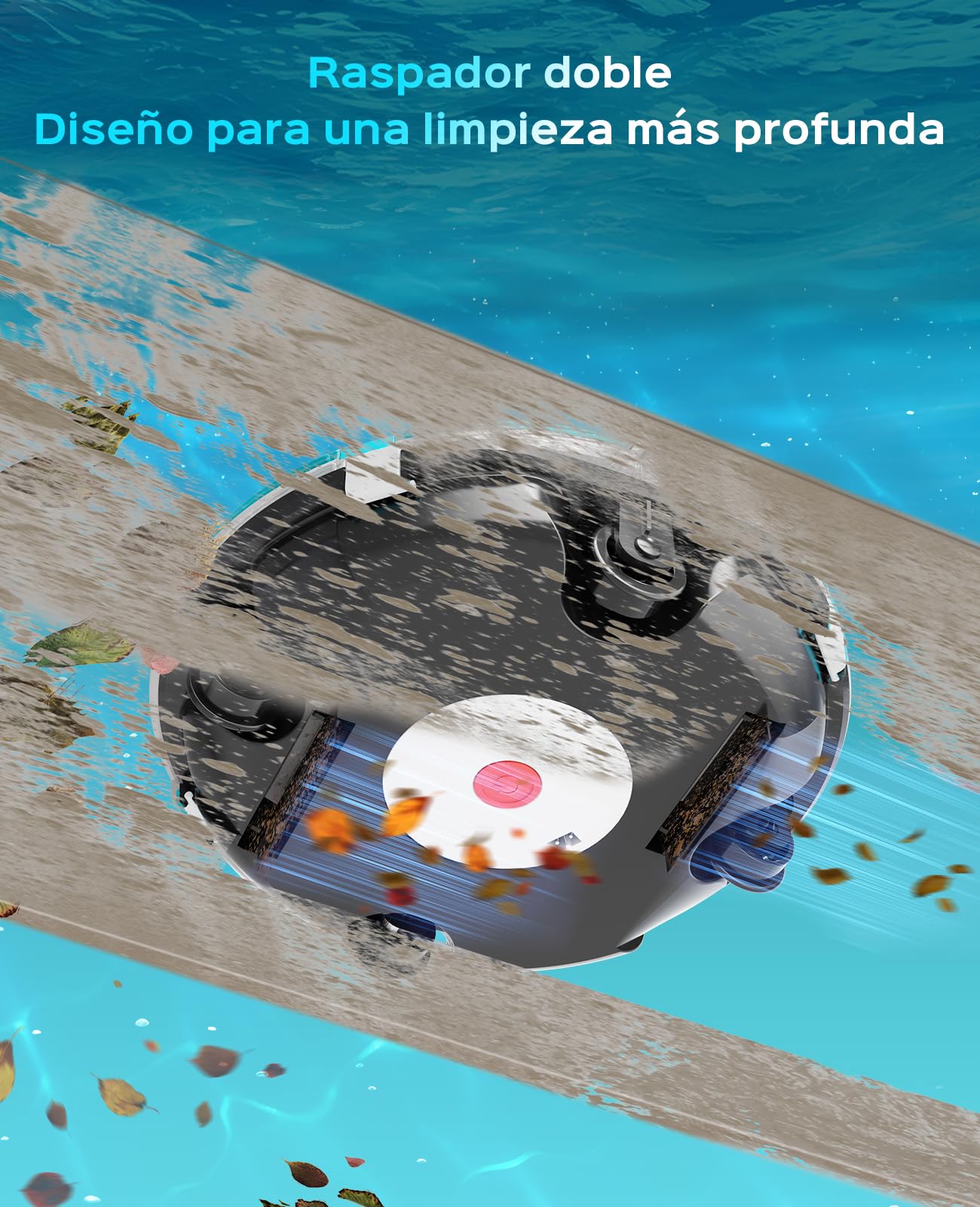 WINNY POOL CLEANER Winny 200 – Robot Limpiafondos Inalámbrico, Doble Filtración, Estacionamiento Aut., 80 Min Autonomía, Piscinas Desmont. hasta 60 M², Compacto Y Ligero(Negro Tinta-Blanco)