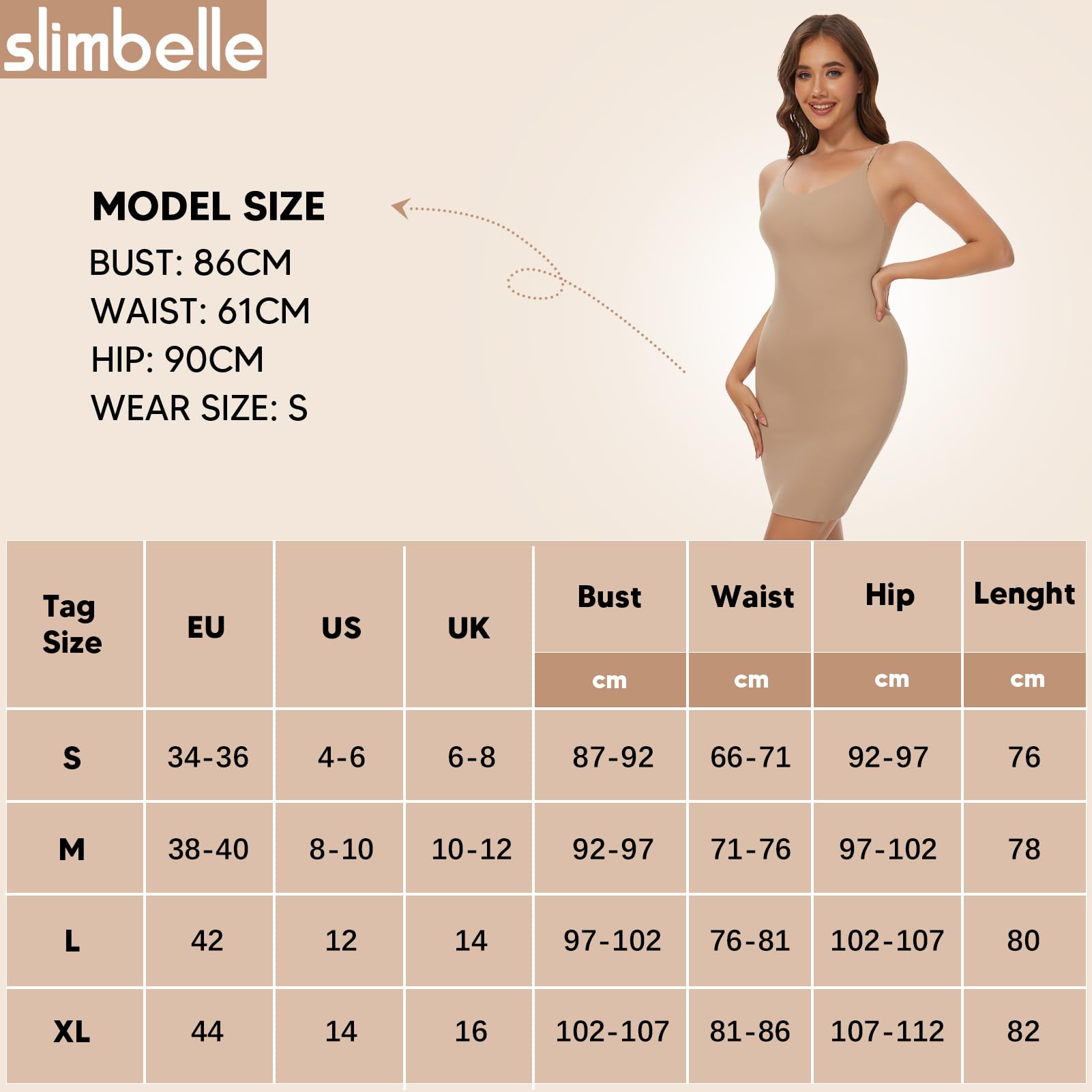 SLIMBELLE Abito da Donna Senza Cuciture, Sottogonna Shapewear, Sexy, per la Pancia, per la Via, Modellante, da Donna con Spalline