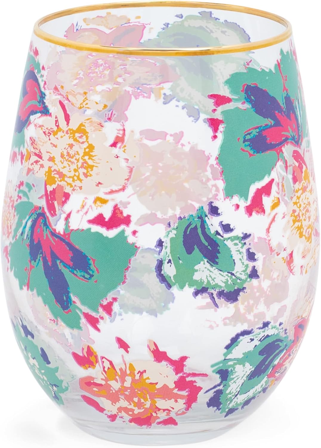 Mary Square 29284 Pink Peony Sorbet 8 ounce Glass Stemless Wine Tumbler Drinking Glass for Wine and Spirits