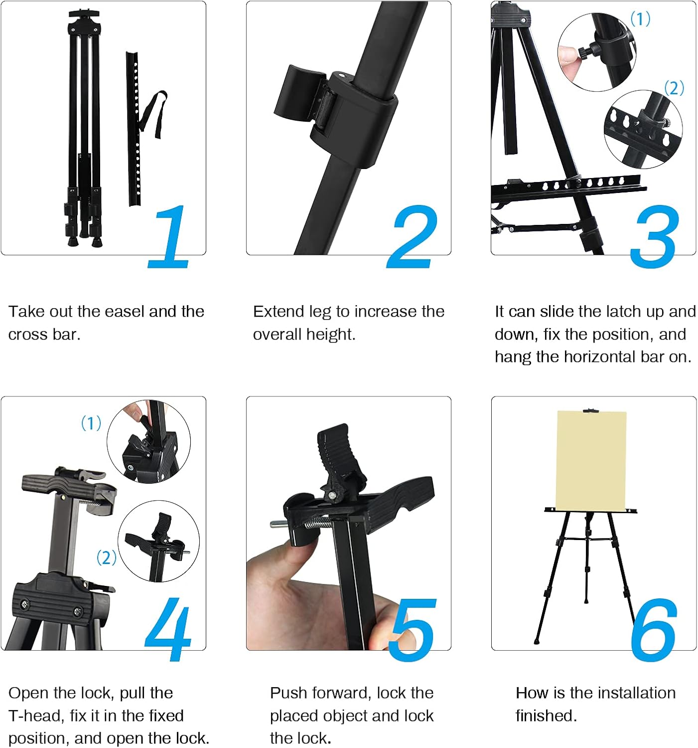 Artist Easel Stand, RRFTOK Metal Tripod Adjustable Easel for Painting Canvases Height from 21" to 66"with Reinforced Triangle,Carry Bag for Table-Top/Floor Drawing and Didplaying