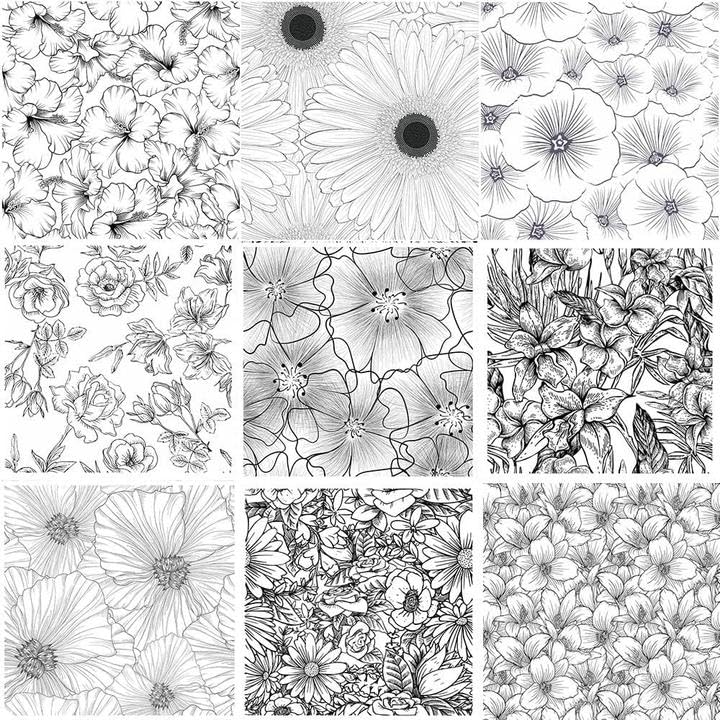 Timbro trasparente in silicone con sfondo floreale, sigillo trasparente per la creazione di biglietti, scrapbooking, album fotografico fai da te, 9 pezzi