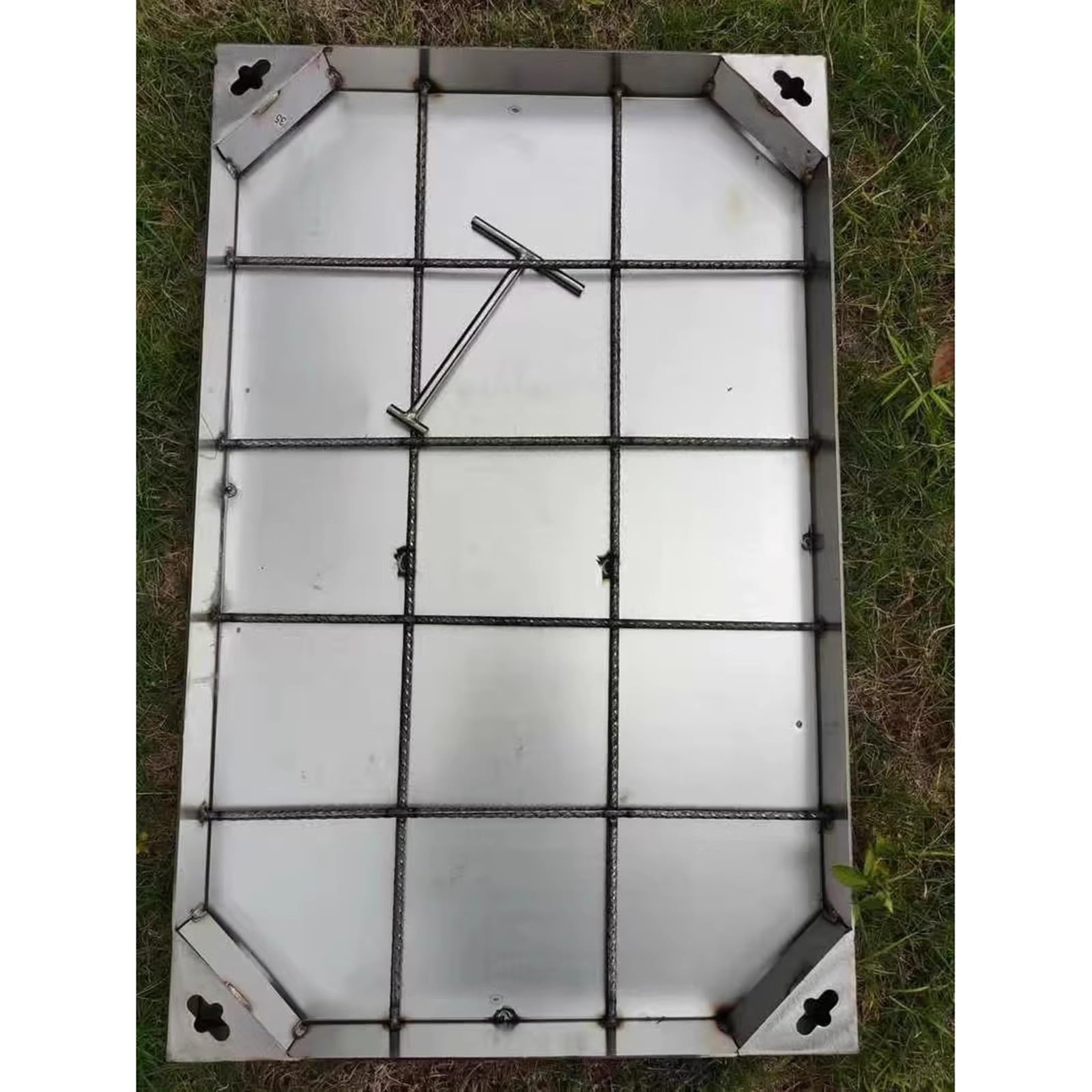 Cubierta de boca de acero inoxidable personalizable, tapa de tanque séptico universal para entradas y aceras (37.4 x 31.5 pulgadas), duradera, resistente para un mayor atractivo en la acera