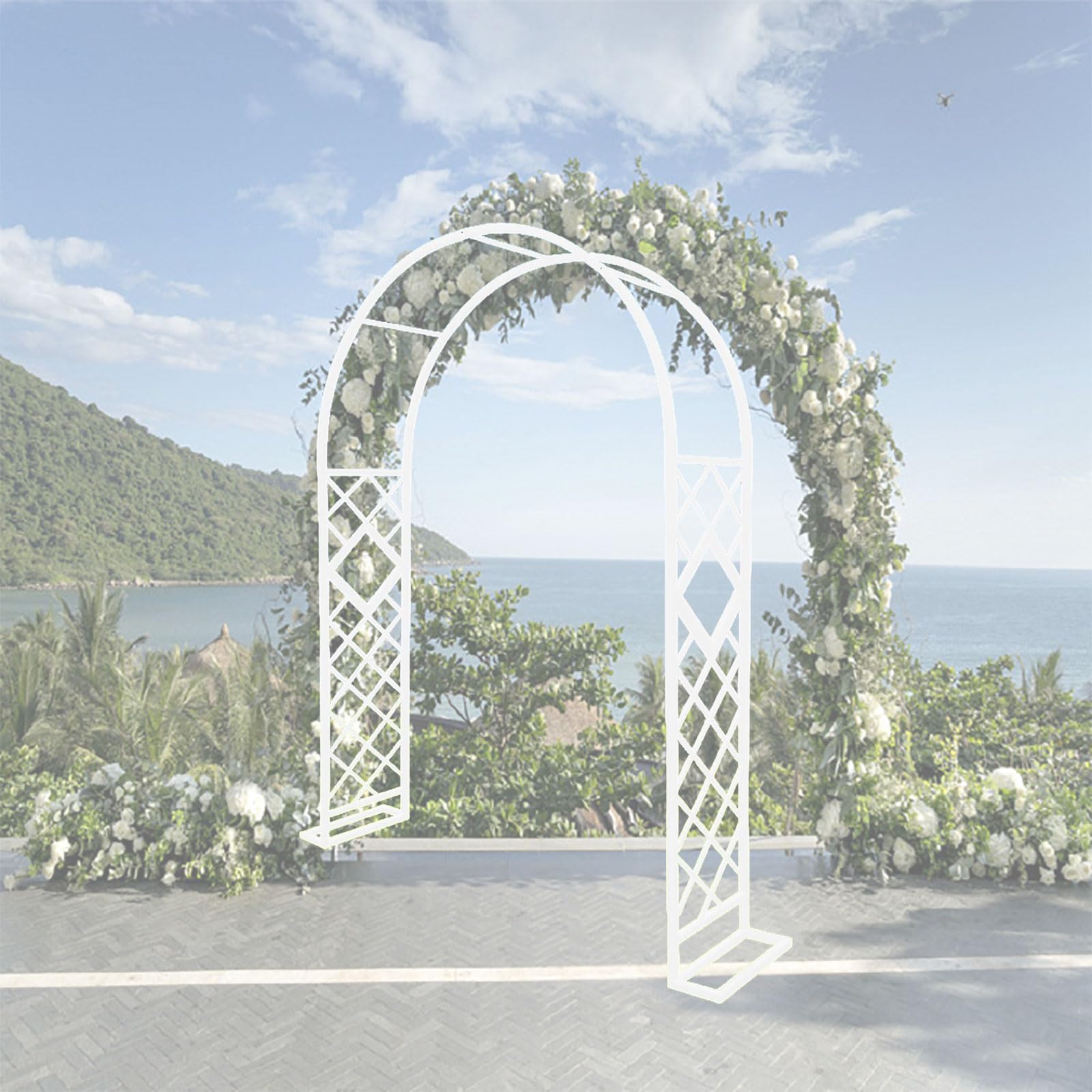 Garden Arches Metal Strong, Garden Archway Powder, Garden Arch Trellis Heavy Duty, Outdoor Trellis Pergola Arbour, Archway Trellis Pergola Arbour for Climbing Plant Rose Vines (White, W220xH230cm)