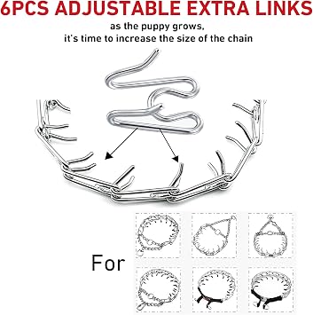 6 Pack Extra Links Prong Collar for Dog- Replacement 3.0mm Stainless Steel Pinch Collar for Dogs Links Extra Training Collar Links Thickness Measure