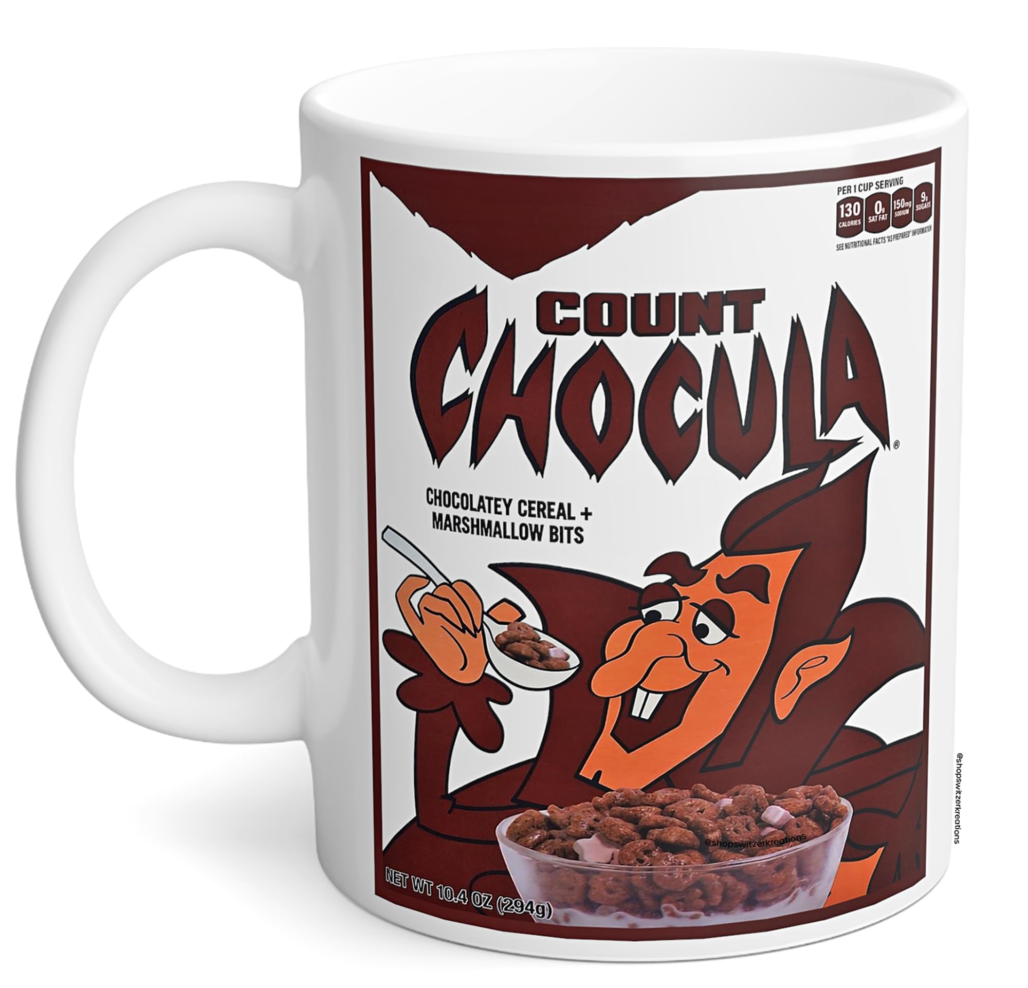 Count-Chocula Coffee Mug – Retro Cereal Monster Design, Ceramic, Microwave Dishwasher Safe, Perfect for Collectors Breakfast Lovers – Vintage Halloween Novelty 11 Oz White