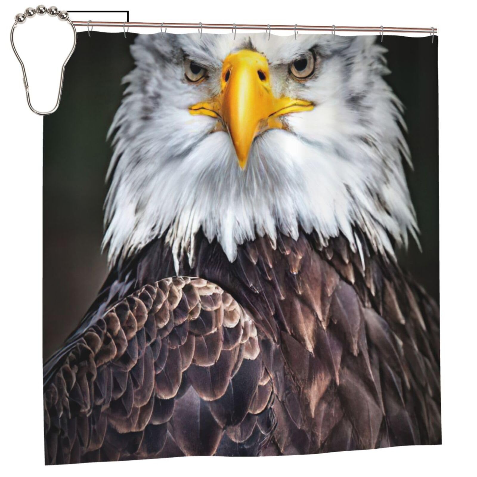 Rideau de douche aigle blanc 183x183 cm en polyester imprimé avec 12 œillets
