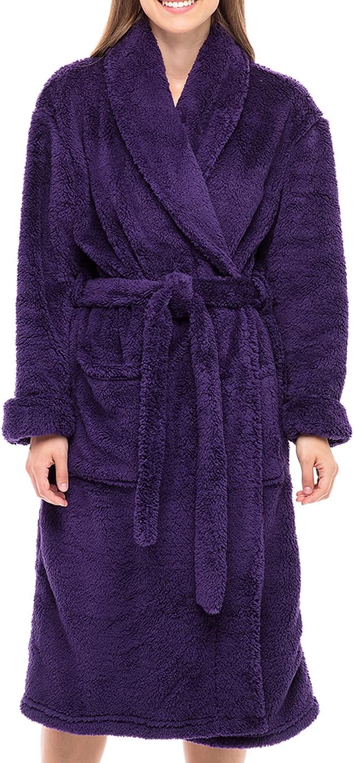 Alexander Del Rossa Women's Plush Fleece Robe, Warm Shaggy Bathrobe