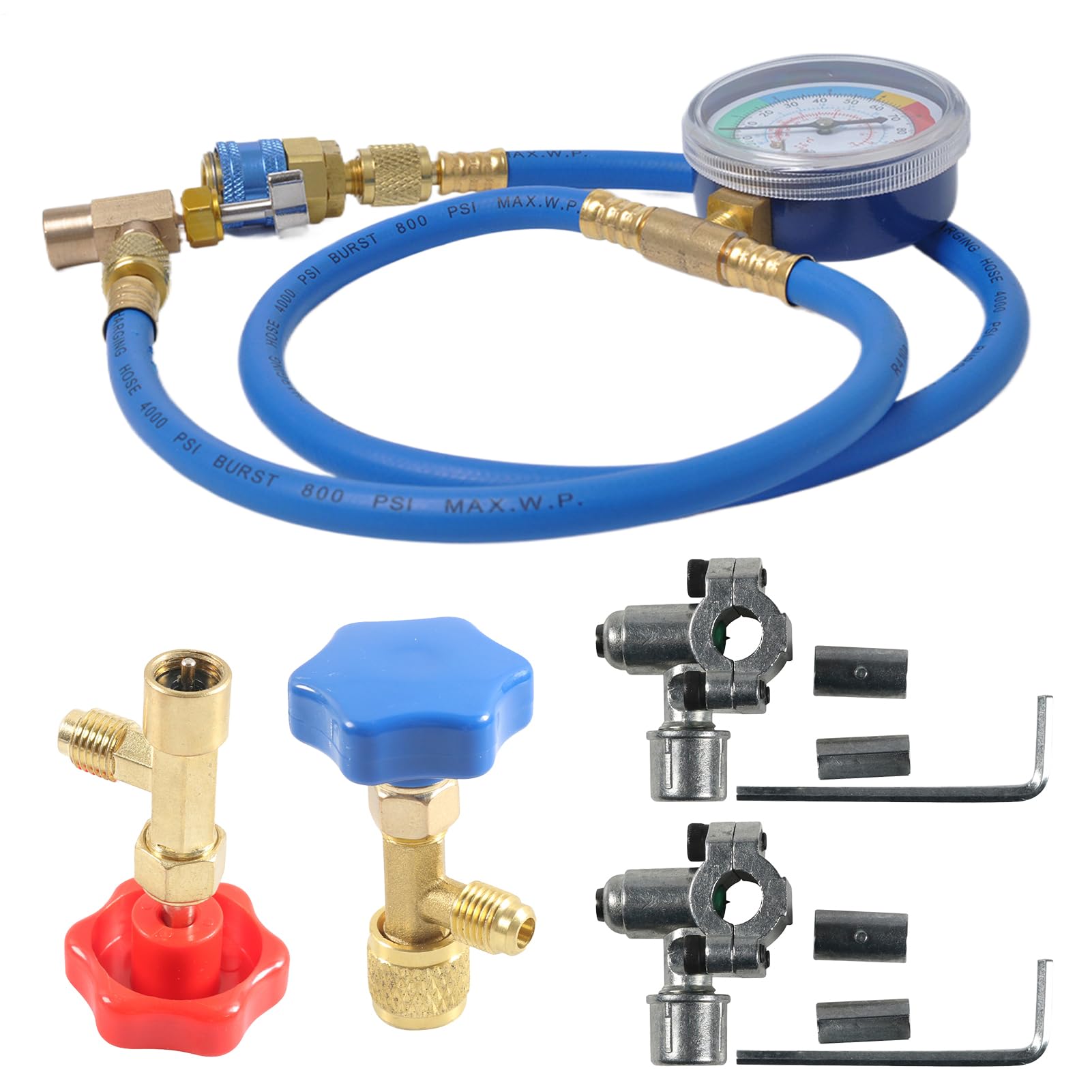 Kit Ricarica Gas R134a Car. Rec. Test Rip. Man. | Kit Ricarica Smart AC R134a Diagnostica Raffreddamento Riparazione Cavi Auto Forniture Ricambio Auto E Casa