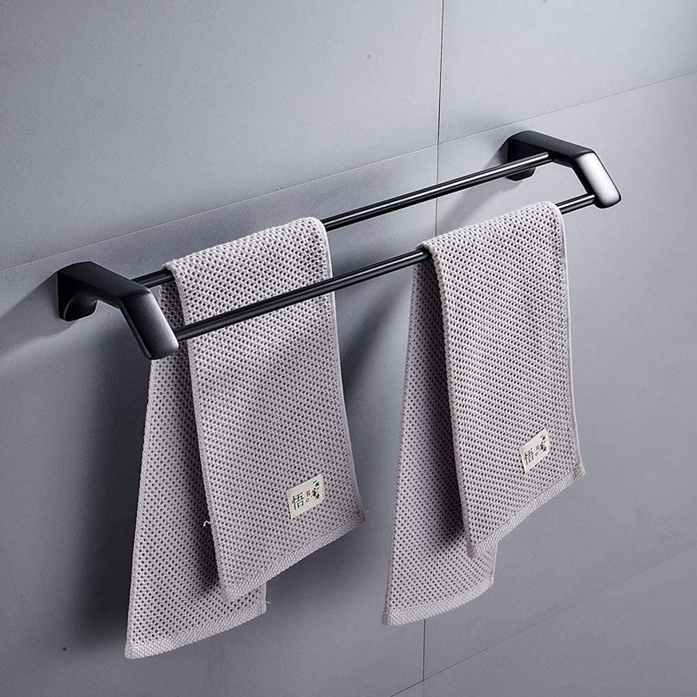 Porta Asciugamani Porta Asciugamani In Acciaio Inox Nero Semplice Doppio Palo Bagno Rack Cucina Accessori Per Il Bagno(50cm)