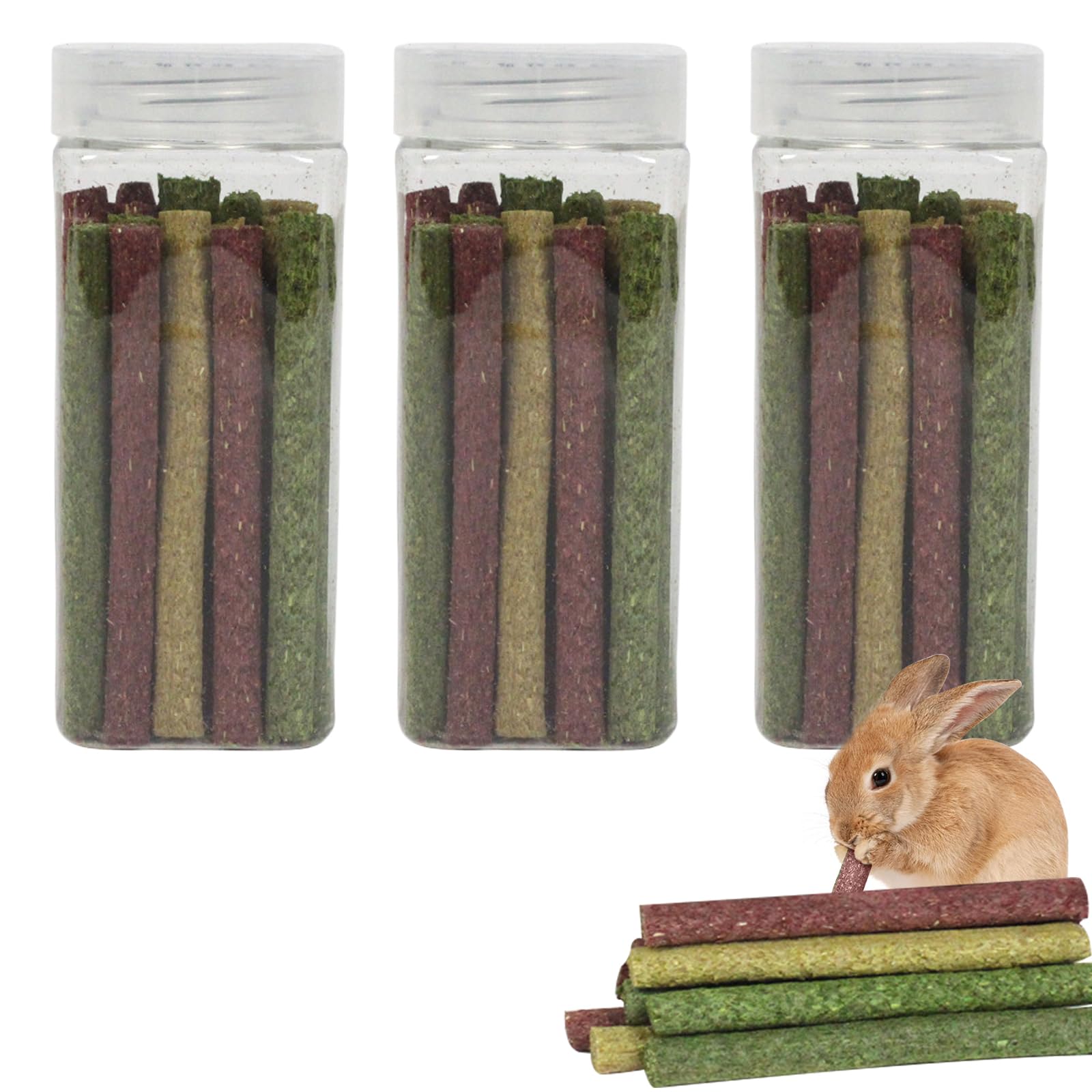 TOATELU Timothy - Juego de 75 palitos de heno para conejo, conejo, cobaya, chinchilla, golosinas (diferentes sabores)