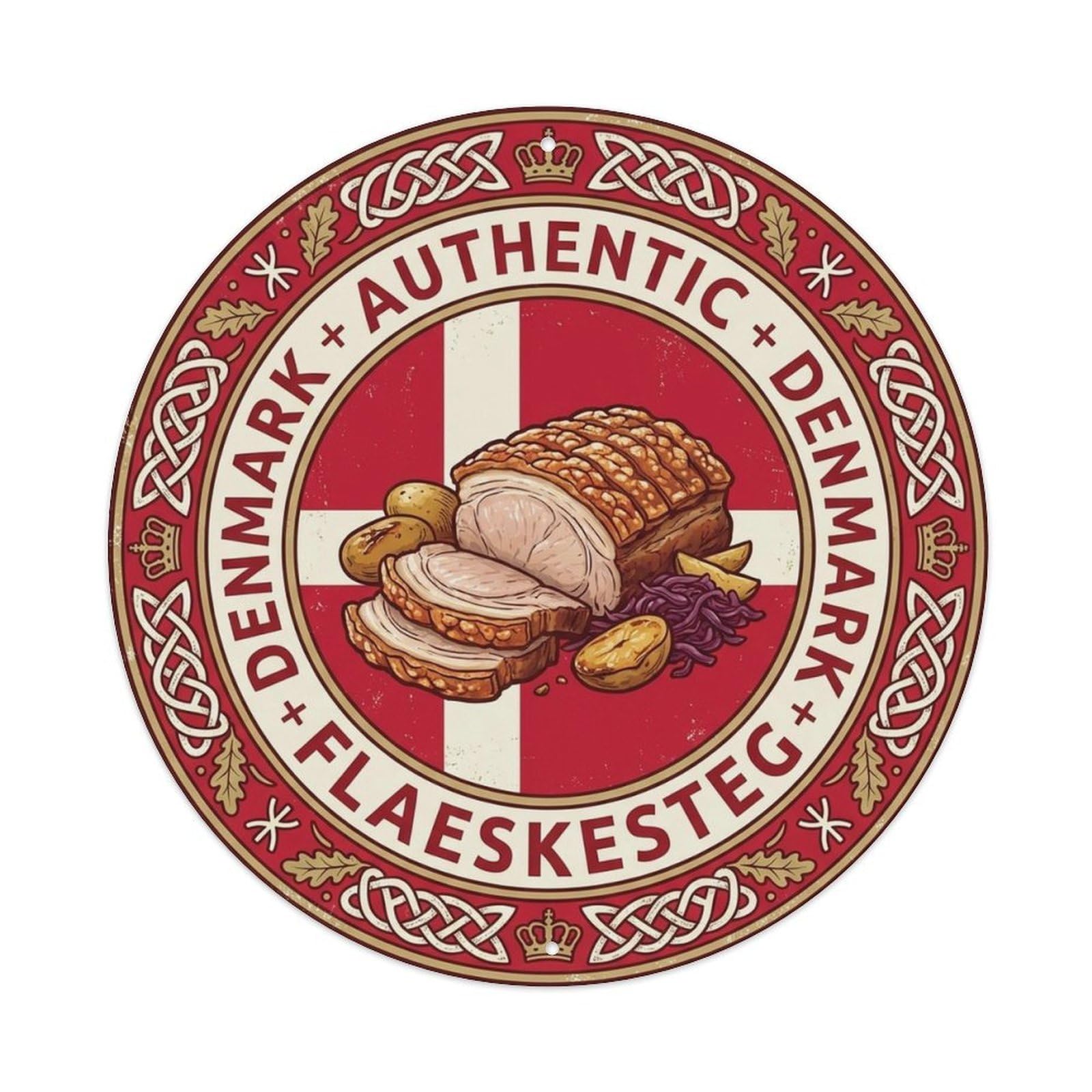 Denmark Travel Flaeskesteg Danish Roast Pork Cuisine Metal Tin Sign