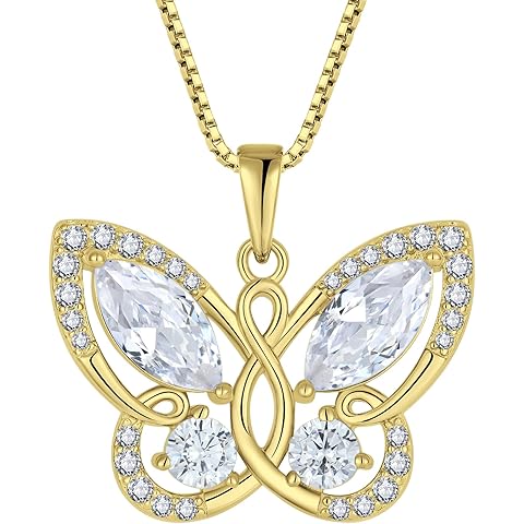 STARCHENIE Butterfly Pendant Necklace for Women 925 Sterling Silver Birthstone Butterfly Jewelry Gifts