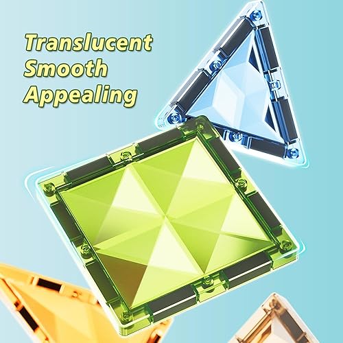 Miniatura 7 de INACORN Azulejos magnéticos, bloques de construcción magnéticos con efectos de iluminación, juego de 110 azulejos magnéticos 3D innovadores para