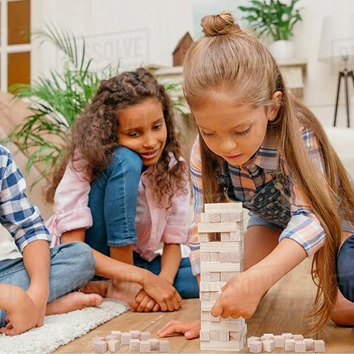 Miniatura 2 de Bloques de madera, paquete de 200 cubos cuadrados de madera para manualidades, bloques de madera, bloques de construcción, rompecabezas cuadrados en