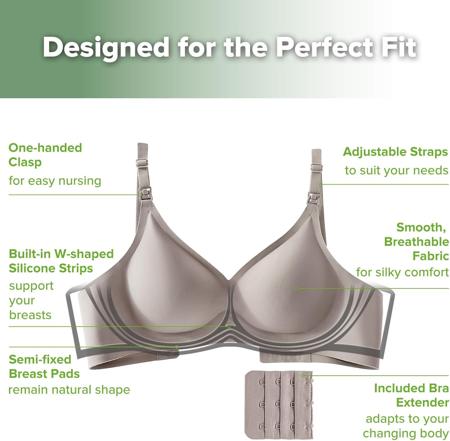 haakaa Nursing Bras for Breastfeeding, Ultra Comfort Jelly Strip“ Supportive Maternity Bras Wireless Pregnancy Bras - Image 4