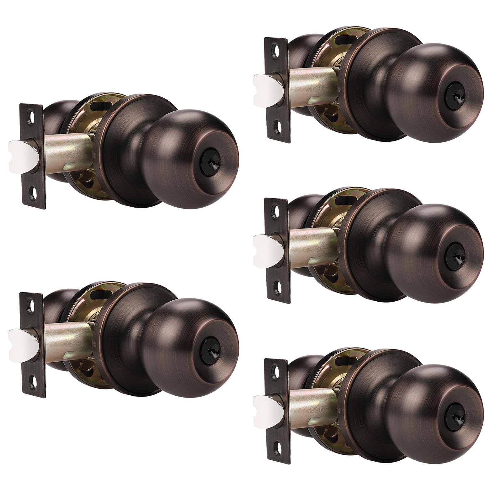 Probrico 3-Pack Keyed Alike Entry Door Knobs - Satin Nickel -11