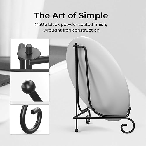 Miniatura 2 de TR-LIFE Paquete de 4 soportes de platos para exhibición, soporte de placa de 10 pulgadas + soporte de caballete de metal para marco de fotos, platos