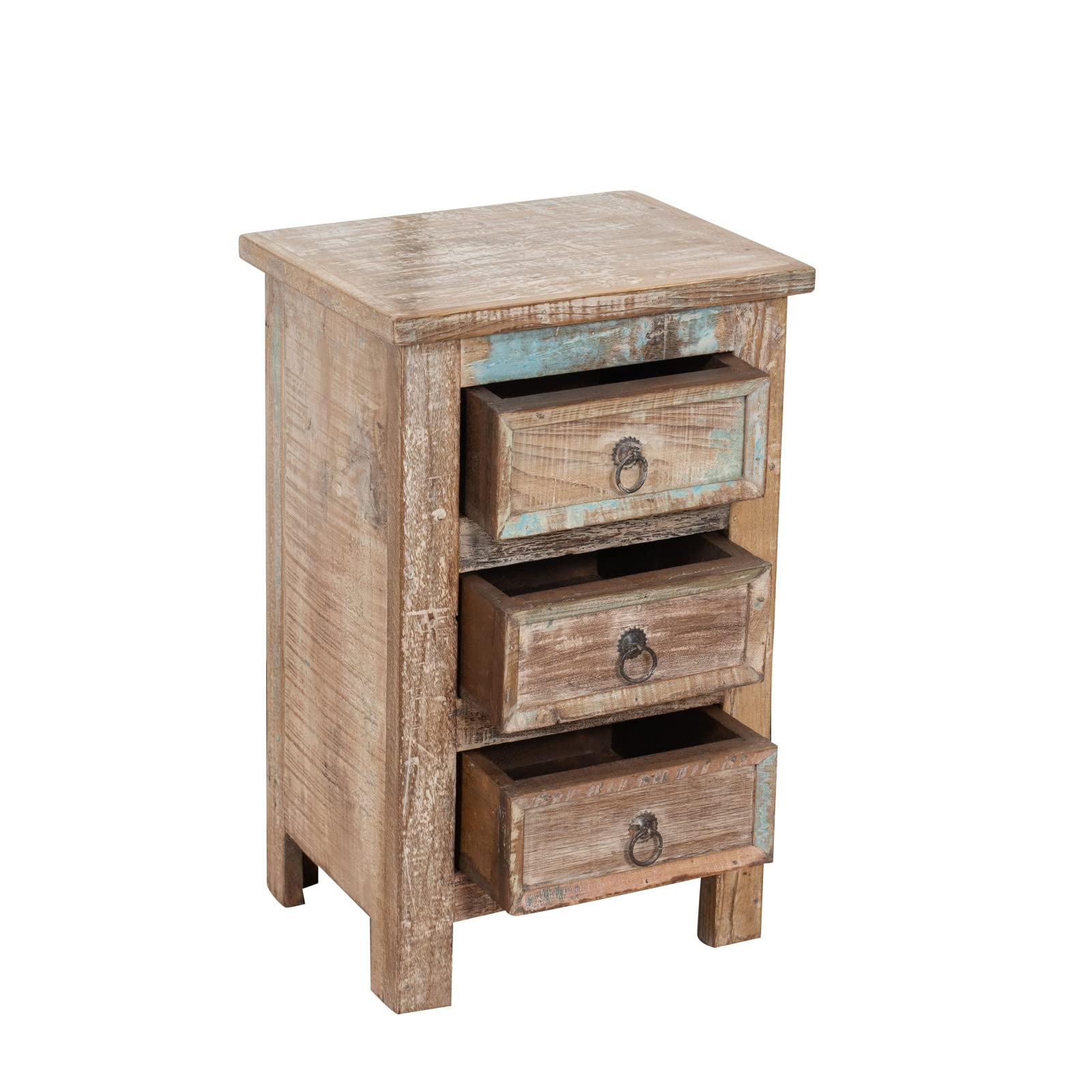 Biscottini Mesita de Noche Vintage 62x33x39 cm - Mesillas de Noche Dormitorio en Madera Maciza - Mesita Auxiliar Salon Made in Italy