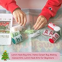 Vista 4 de DL-YTG Kit de ganchos de ganchillo, tapete de hilo de ganchillo para automóvil, de Navidad, color preimpreso, cubierta de lona, costura, kit