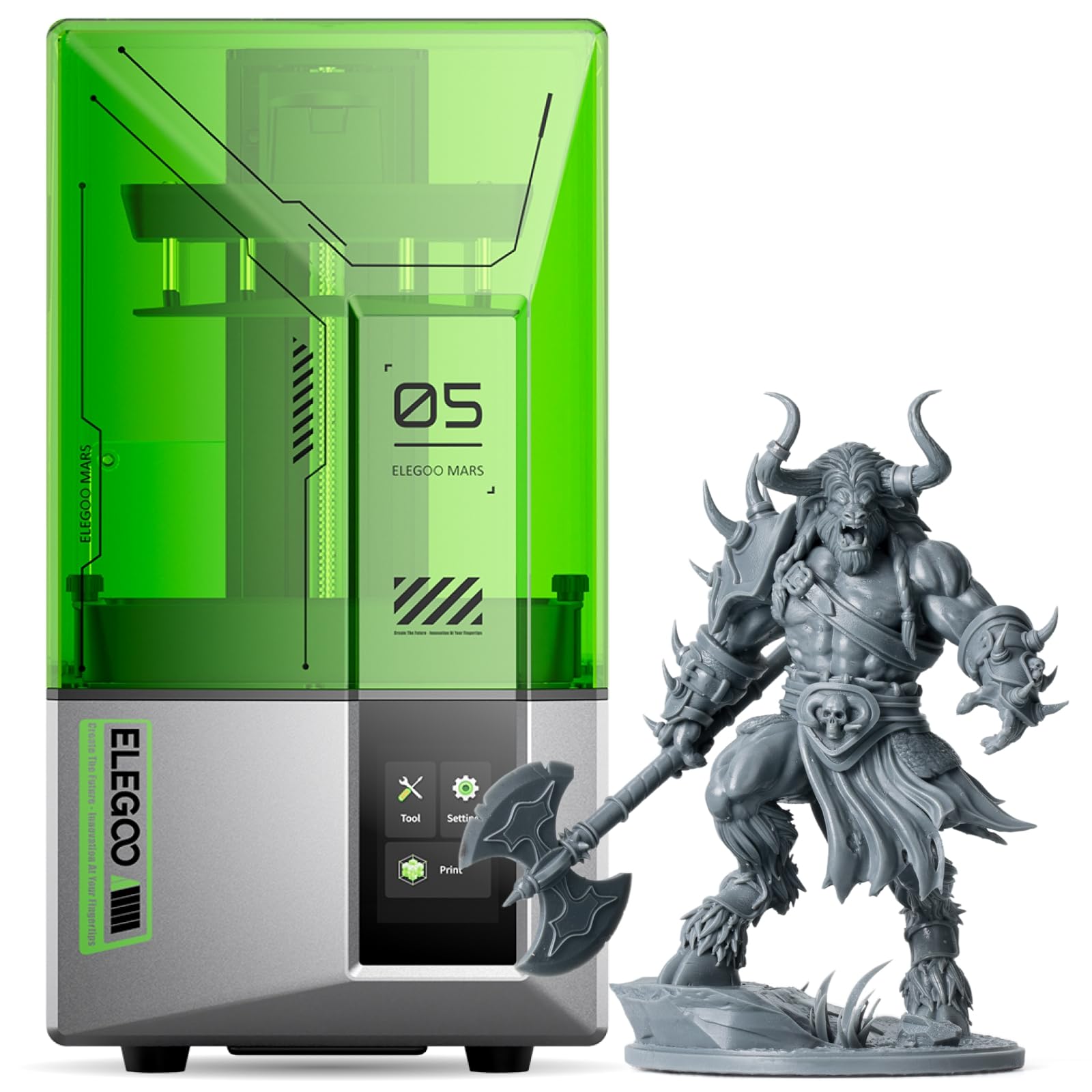 ELEGOO Mars 5 Imprimante 3D Résine avec Écran LCD Monochrome 4K, Nivellement Automatique, Autocontrôle, Resin 3D Printer pour Débutants, Facile à Utiliser, Taille d'impression de 143,43x89,6x150 mm³