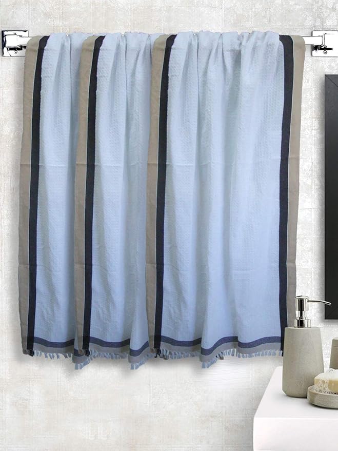 Athom Living Light Weight Cotton Premium Waffle Border Bath Towel 75×150 cm Pack of 3 at Rs. 210