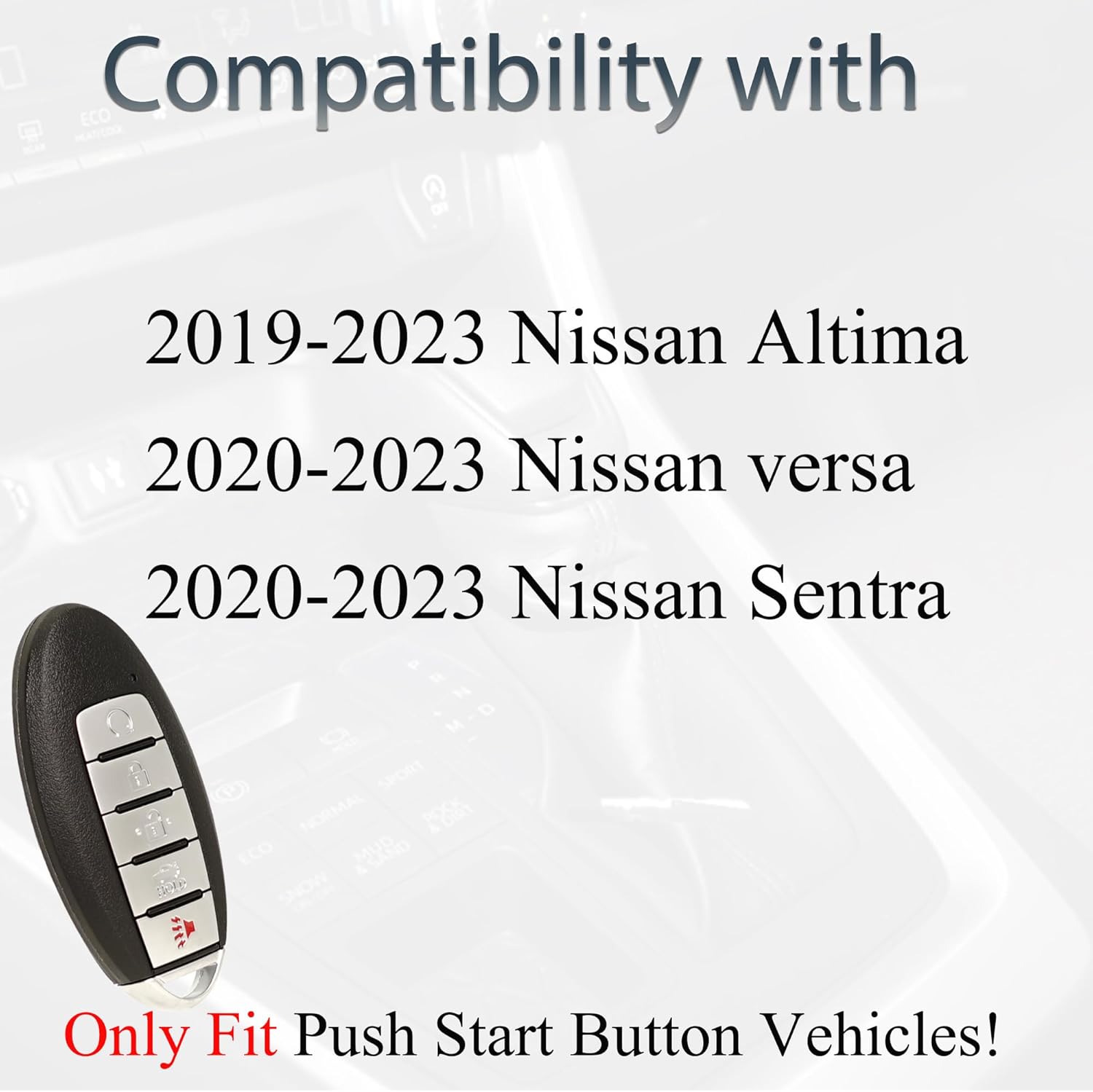 SUPALAND Key Fob Keyless Entry Fits for Nissan Altima Versa Sentra 2019-2023 Remote Control Push SART Key Replacement 5 Button FCC: KR5TXN4, PN# 285E3-6CA6A S180144803