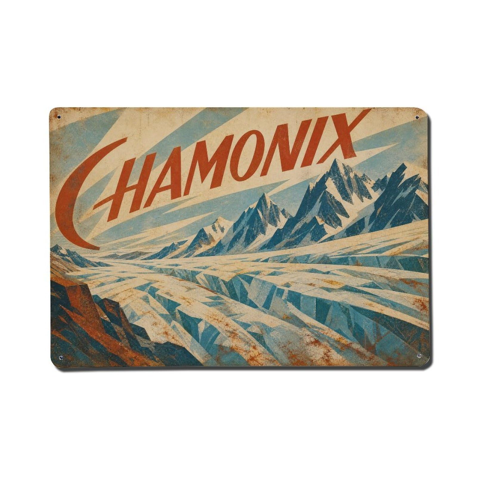 Vintage Travel Chamonix Glacial Landscape View France Metal Tin Sign