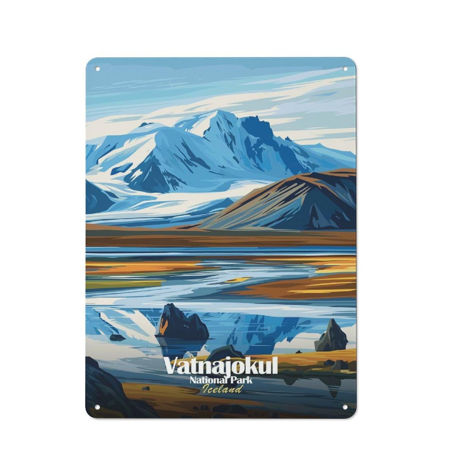 Junmoney Style-7 Decorative Metal Sign With Vatnajokull National Park Iceland Design 40X30cm, Cosy Cafe Wall Decor For Kitchen, Cafe, Pantry Or Dining Room