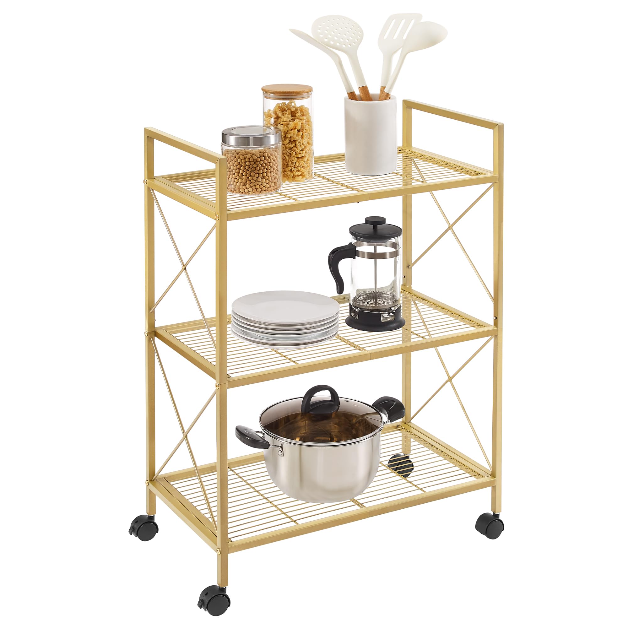 Amazon｜SONGMICS スチールラック 幅60 3段 キッチンワゴン キャスター