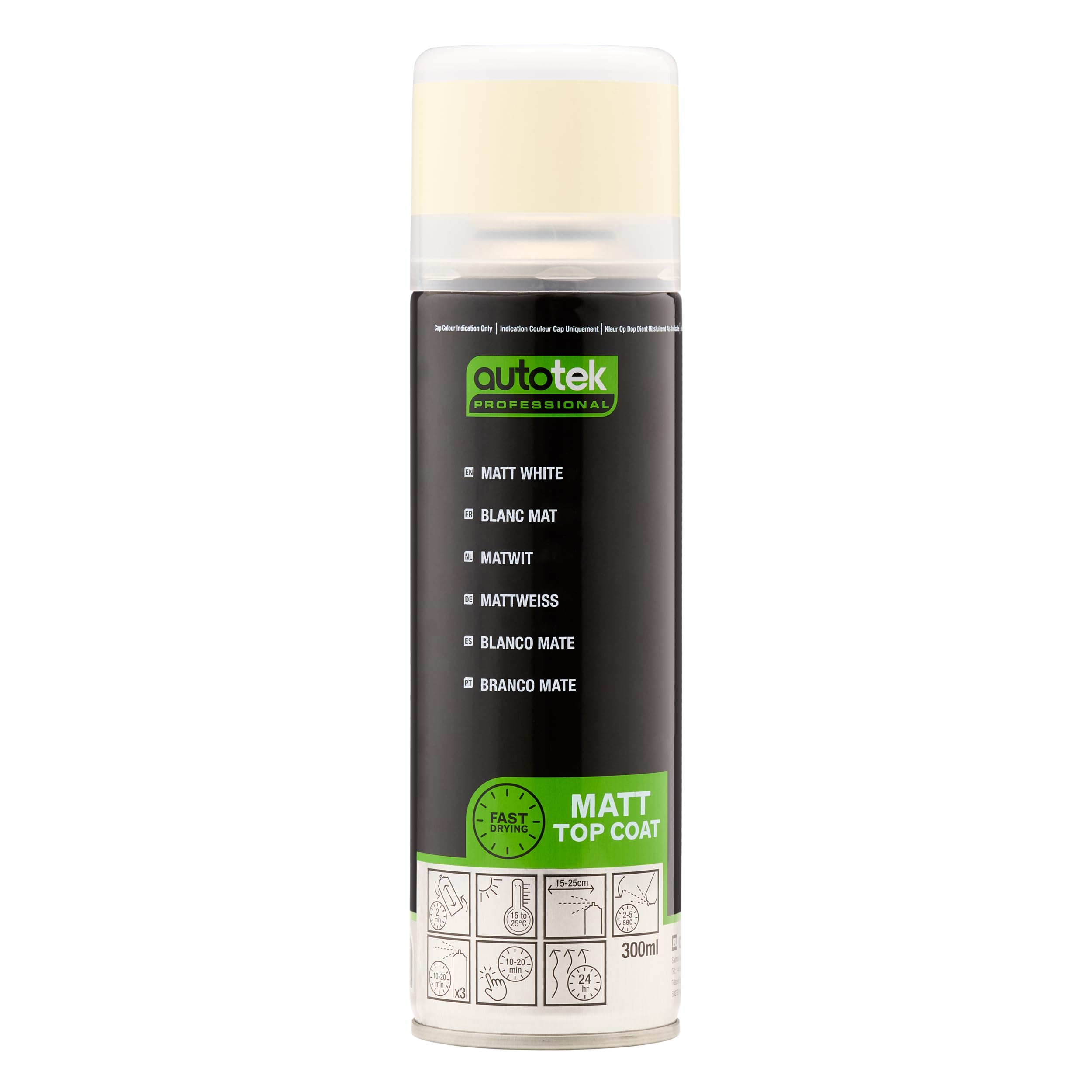 Autotek Professional Matt White Spray Paint, Aerosol spray, 300 ml