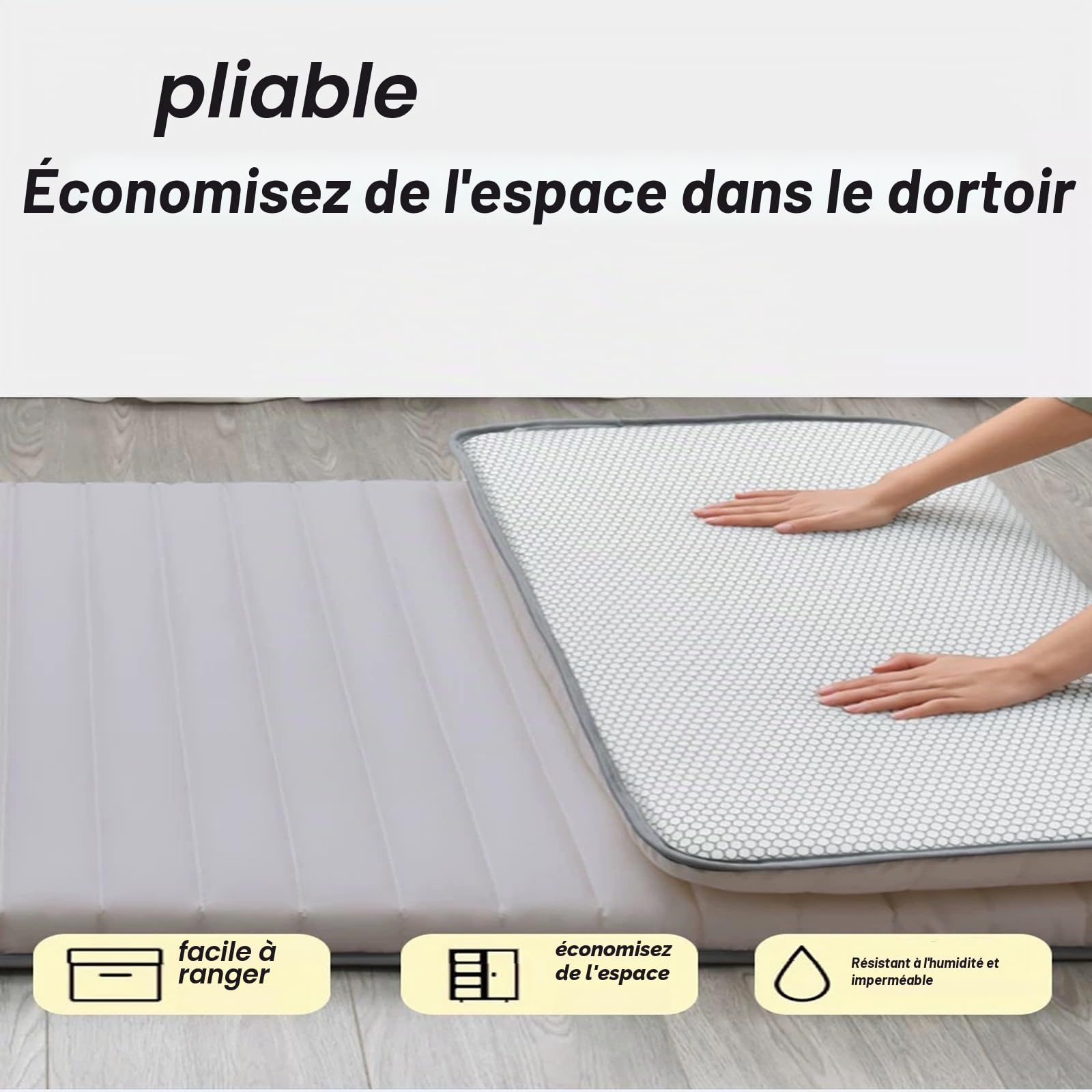 Matelas de sol simple épais de 5 cm, matelas futon doux - Tatami portable - Matelas de lit pliable pour maison, camping (gris, 80 x 190 cm)