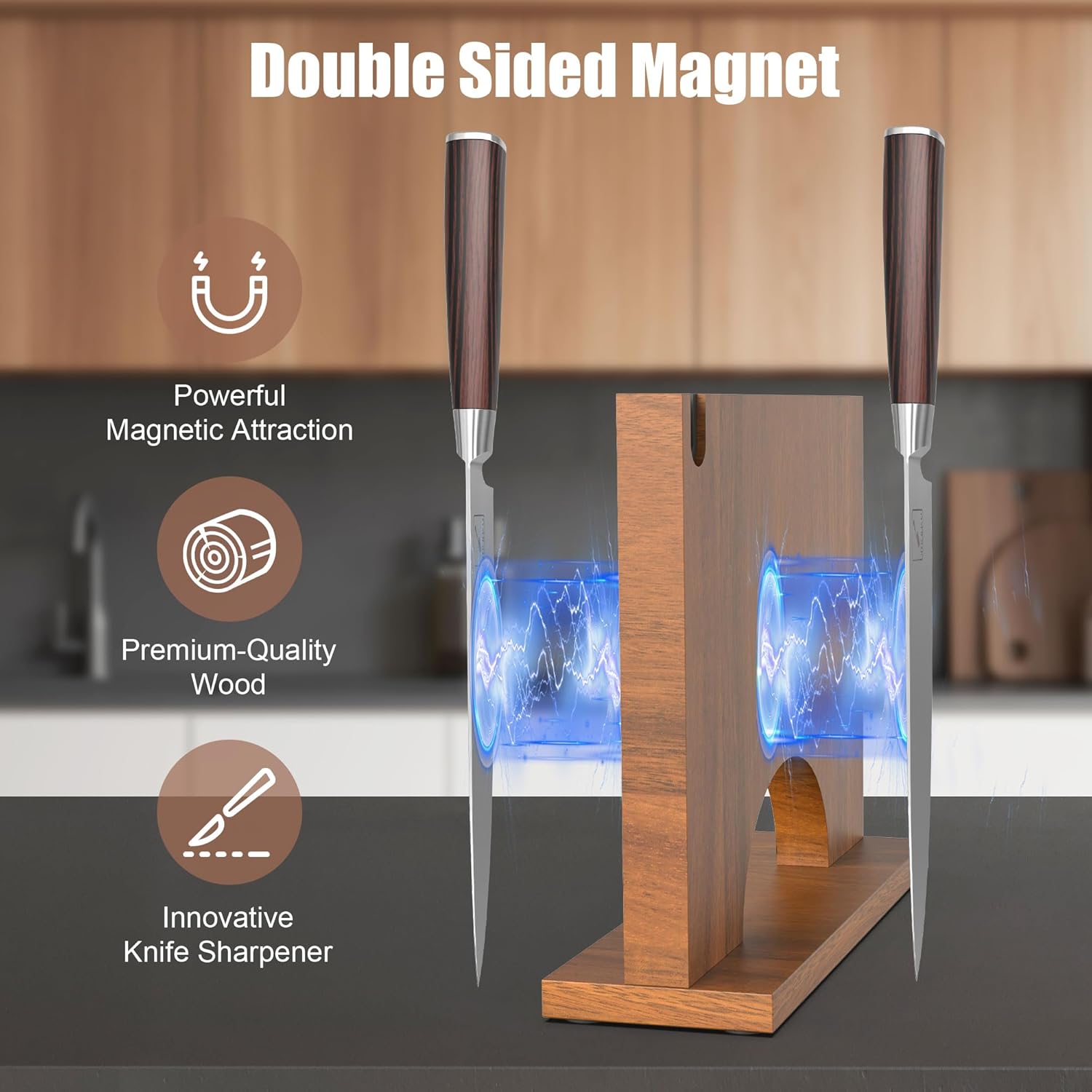 imarku Chef Knife 7 Inch Kitchen Knife Ultra Sharp Santoku Knife&imarku Magnetic Knife Block 12 x 10 Inches