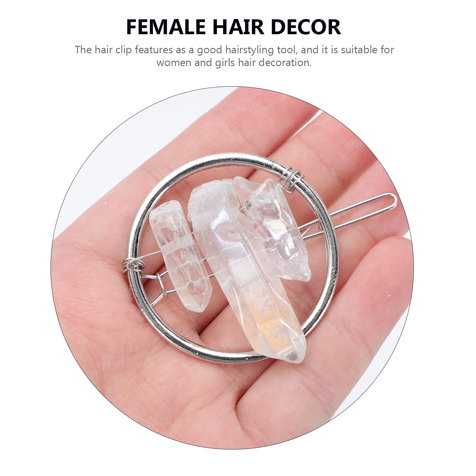 Abaodam 8 Piezas Pinza Cabello Geométrica de Cristal Blanco Diseño Circular, Accesorio Elegante y Funcional para Decoración y Peinado en Mujeres