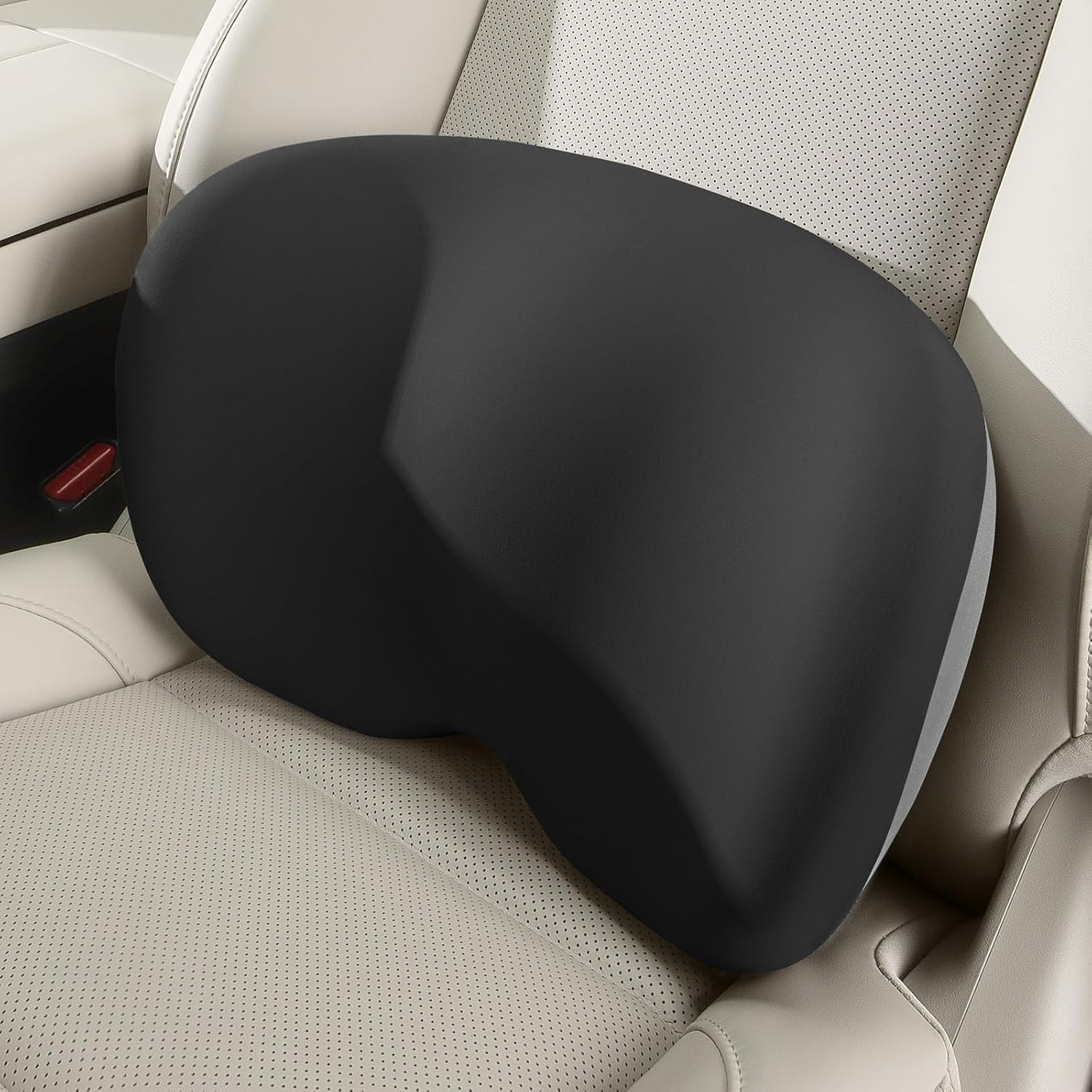BEBAS Lumbar Support Pillow for Car, Memory Foam Lower Back Support for Driving, Ergonomic Lumbar Cushion for Back Pain Relief, Fixed Ring Lumbar Pillow for Car Seat, Office Chair- BlackGray