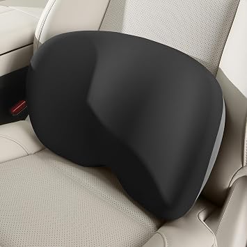 BEBAS Lumbar Support Pillow for Car, Memory Foam Lower Back Support for Driving, Ergonomic Lumbar Cushion for Back Pain Relief, Fixed Ring Lumbar Pillow for Car Seat, Office Chair- BlackGray