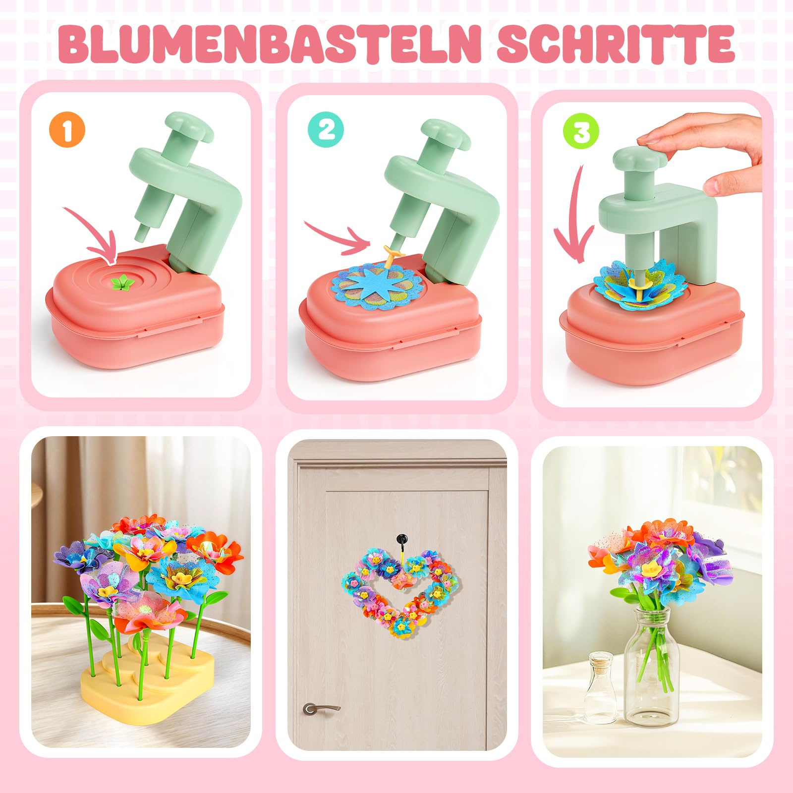 Jofuni Blumenpresse Kinder, Geschenk Mädchen 5 6 7 8 Jahre Gepresste Blumen zum Basteln, Basteln 8 Jahre Blumen Bastelset für Mädchen, Spielzeug ab 5 Jahre Kinder